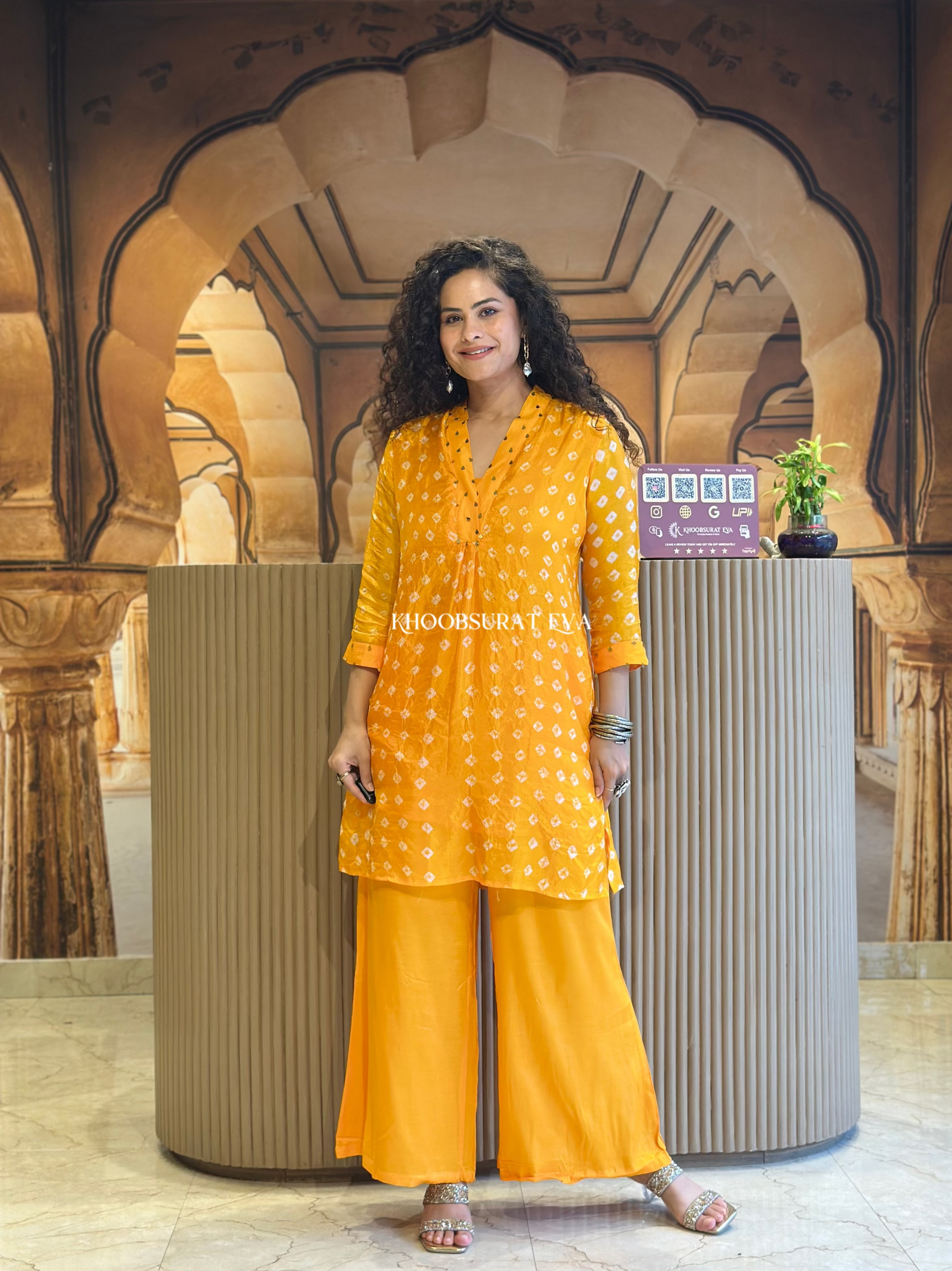 Amber Palace Bandhej Palazzo Set