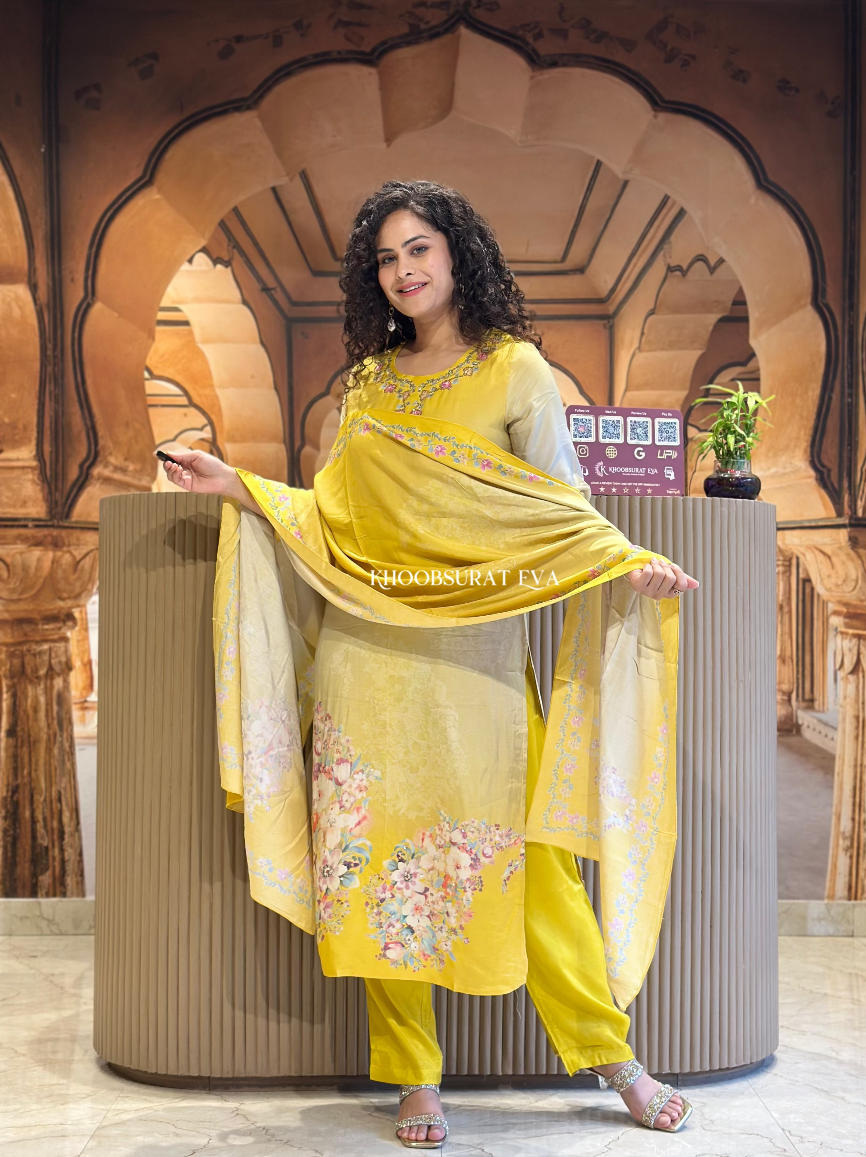 Golden Glow Yellow Dupatta Set