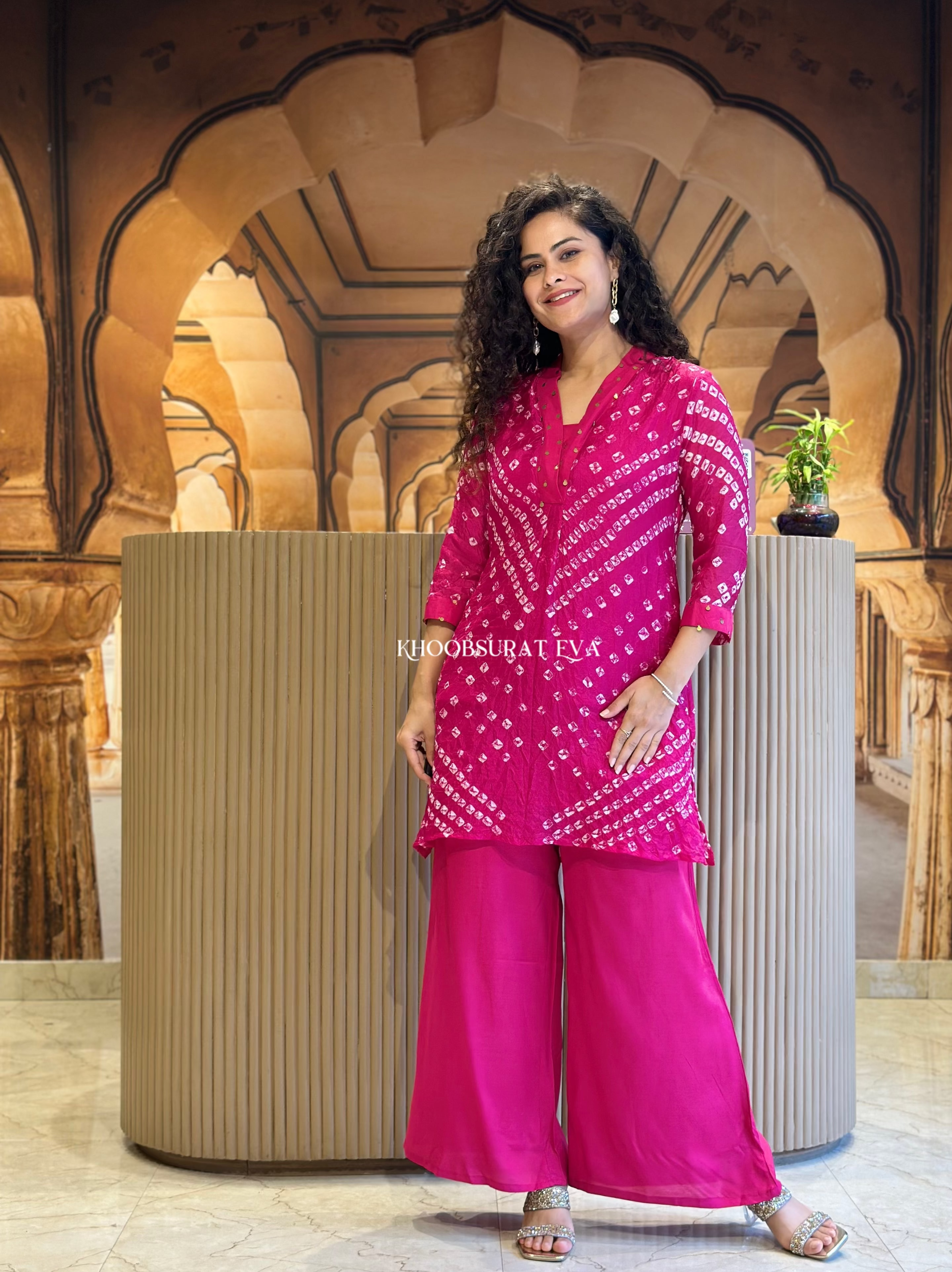 Jaipur Rani Bandhej Palazzo Set