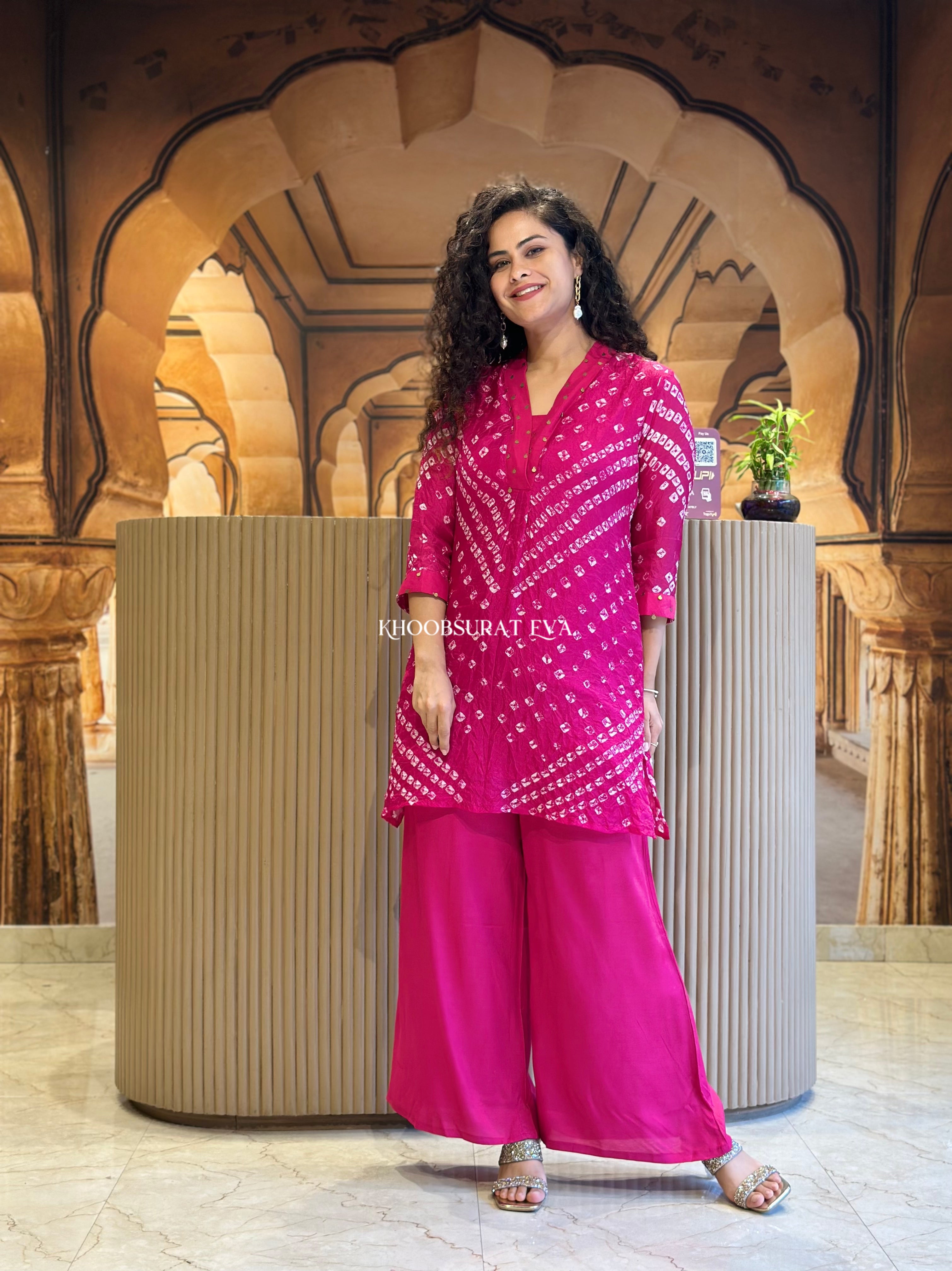 Jaipur Rani Bandhej Palazzo Set