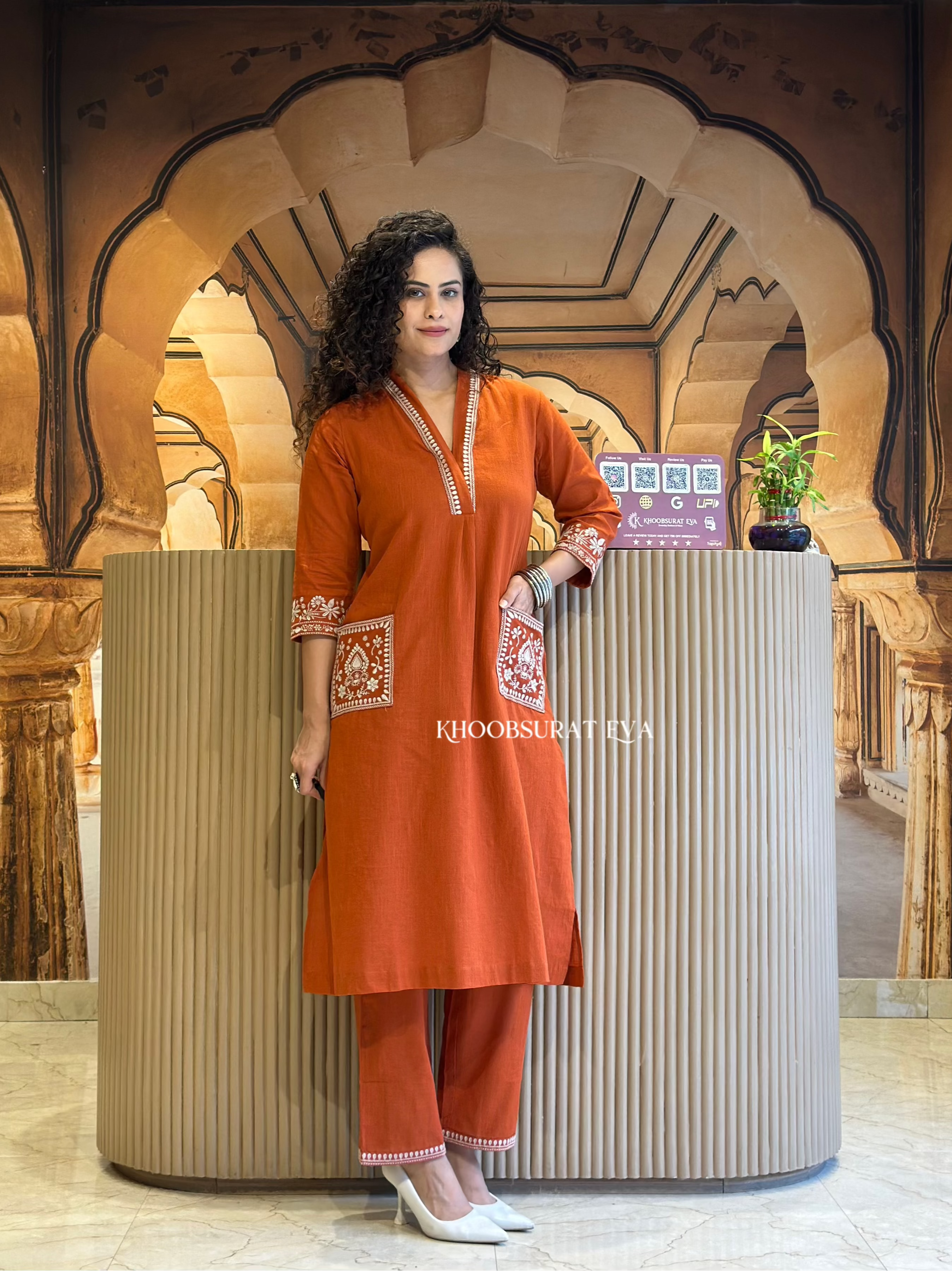 Show Off Rust Kurta Set