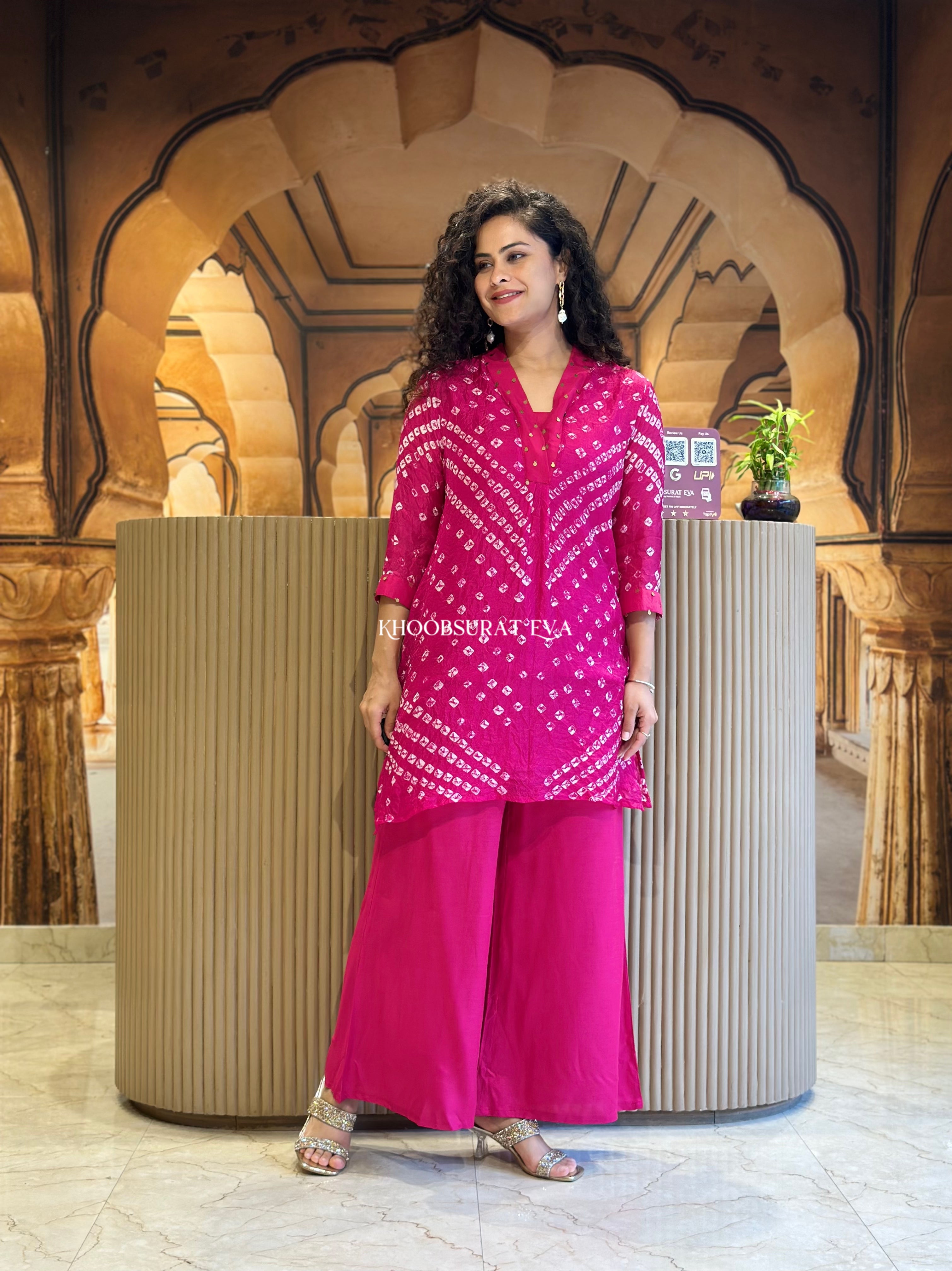 Jaipur Rani Bandhej Palazzo Set