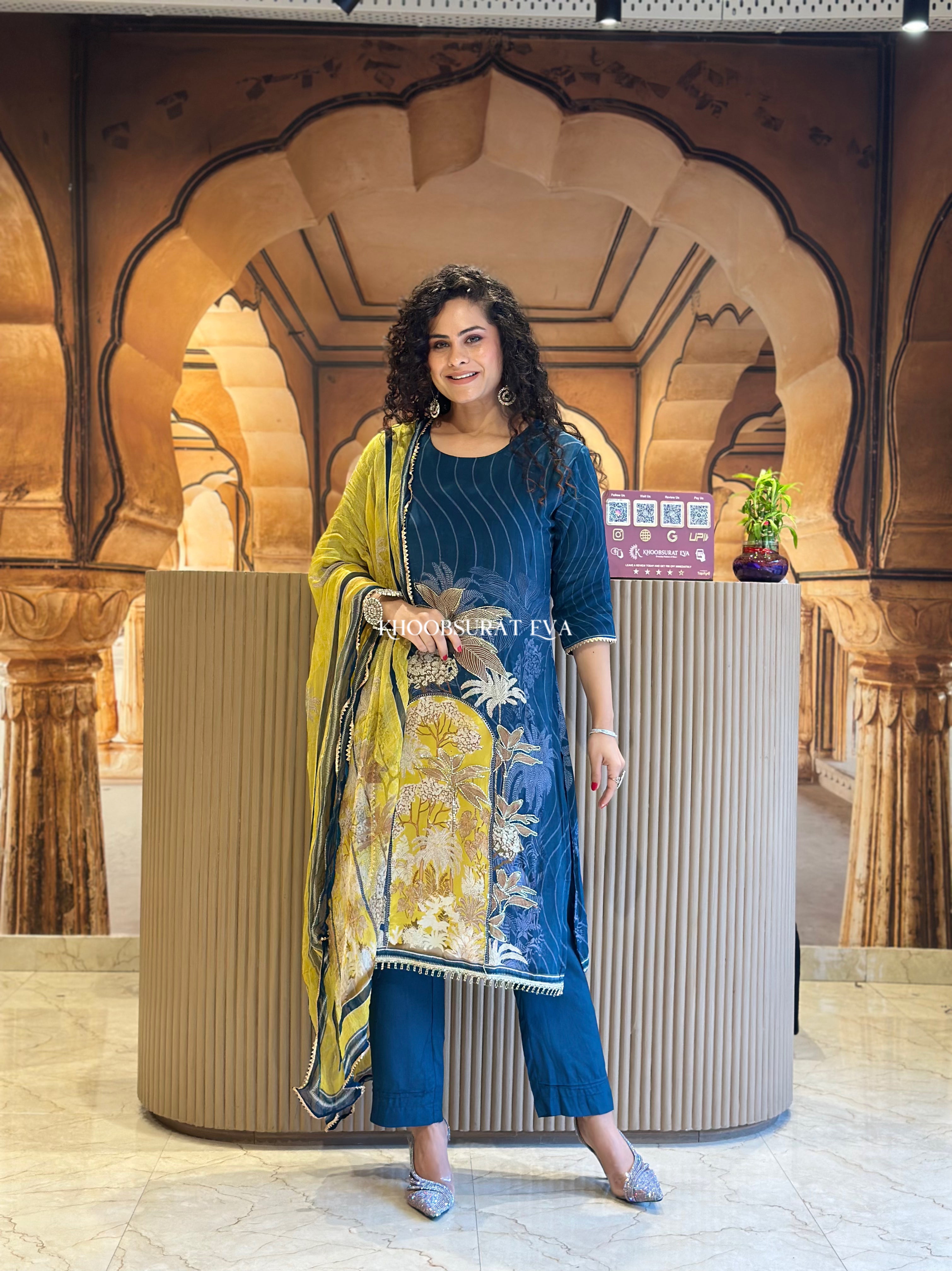 MumTaj Blue Dupatta Set