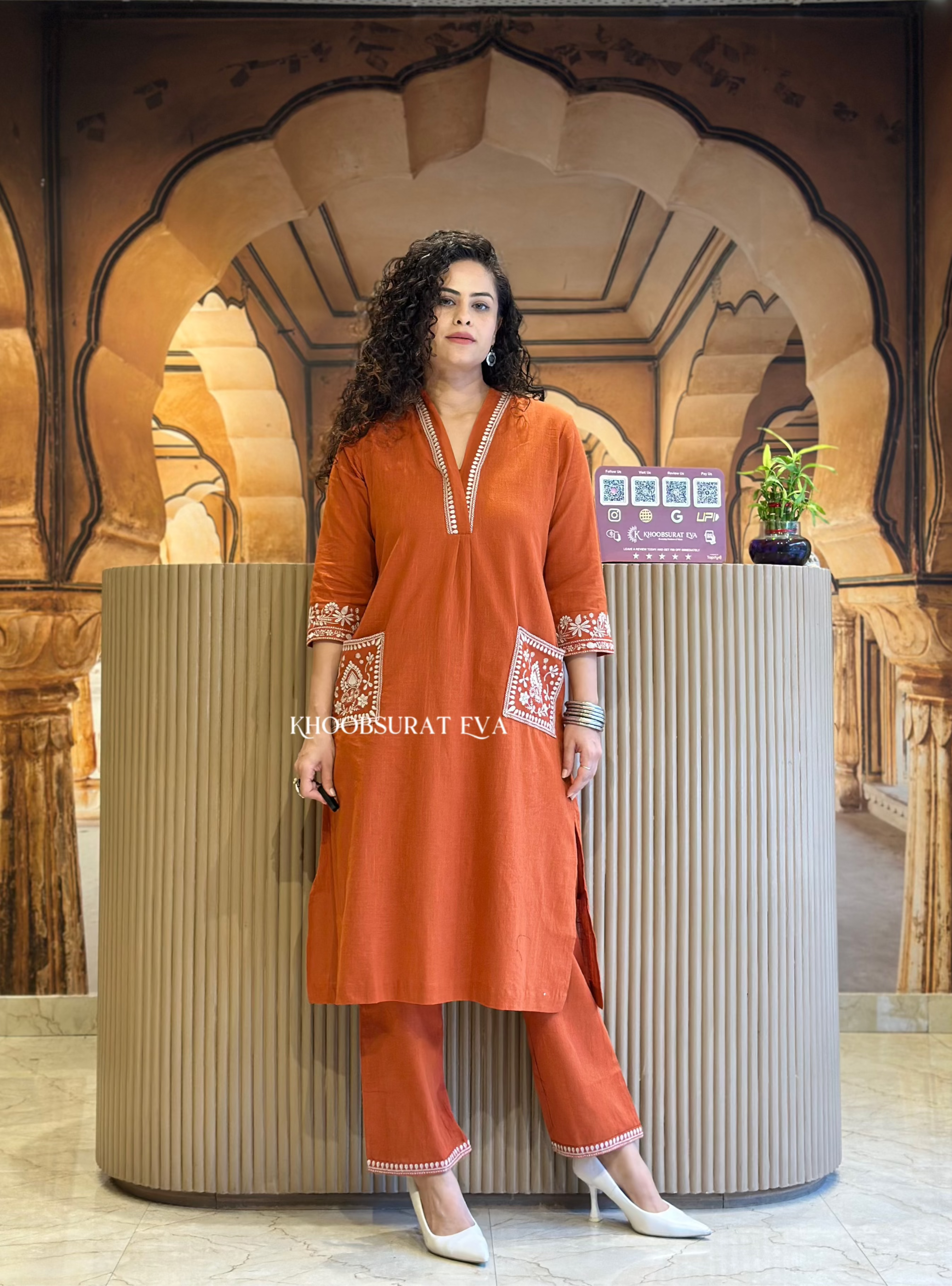 Show Off Rust Kurta Set