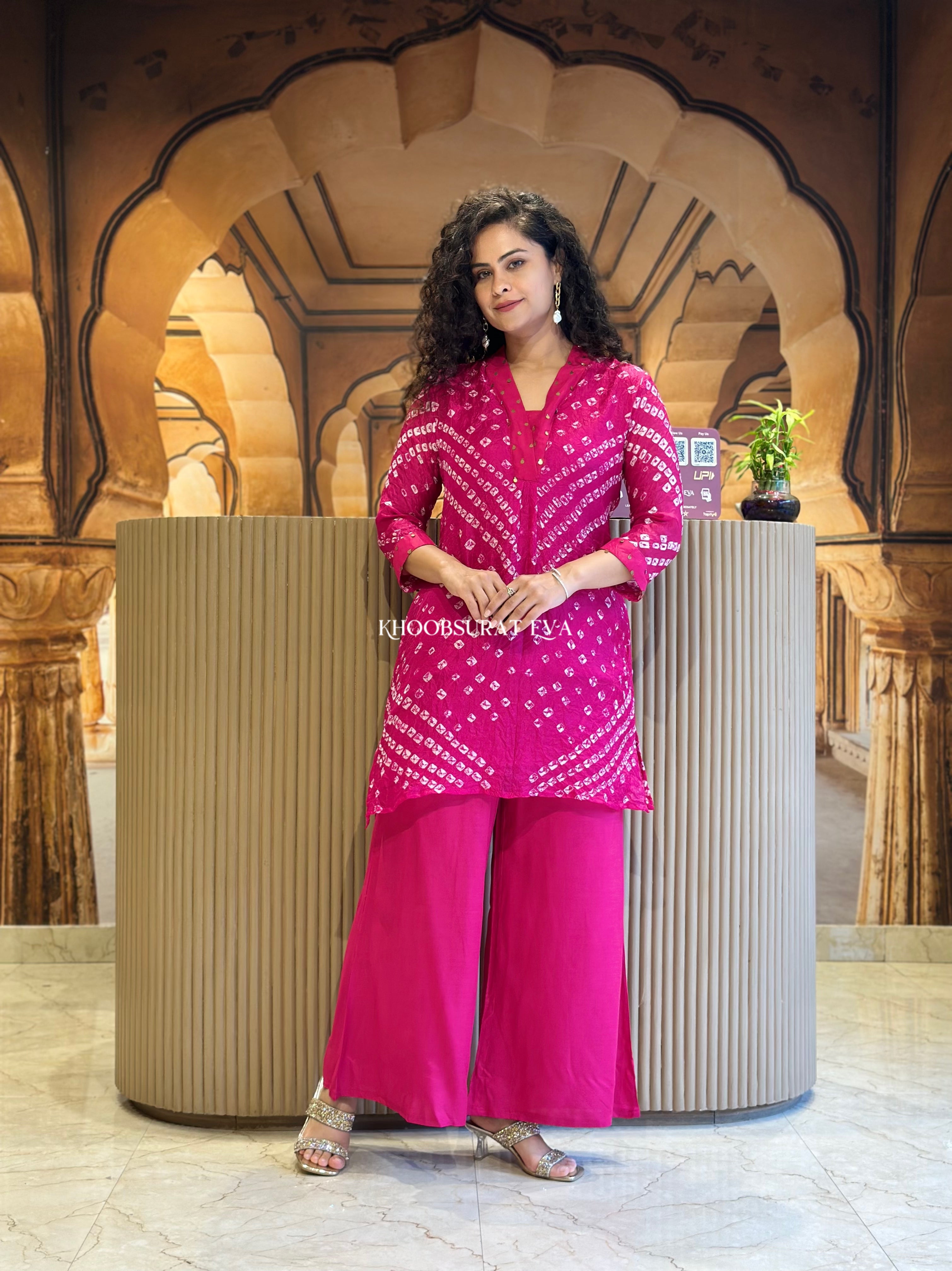 Jaipur Rani Bandhej Palazzo Set