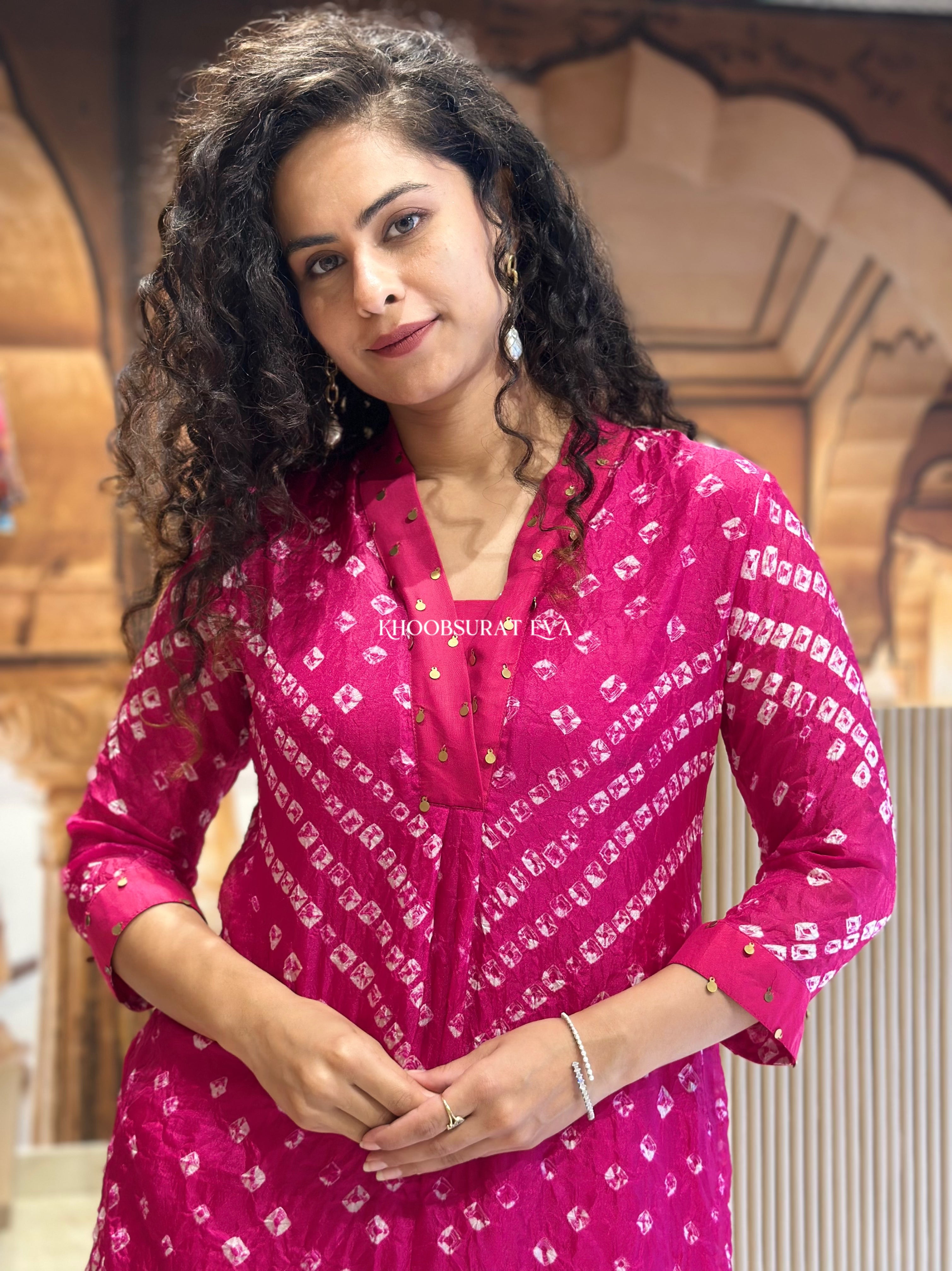 Jaipur Rani Bandhej Palazzo Set