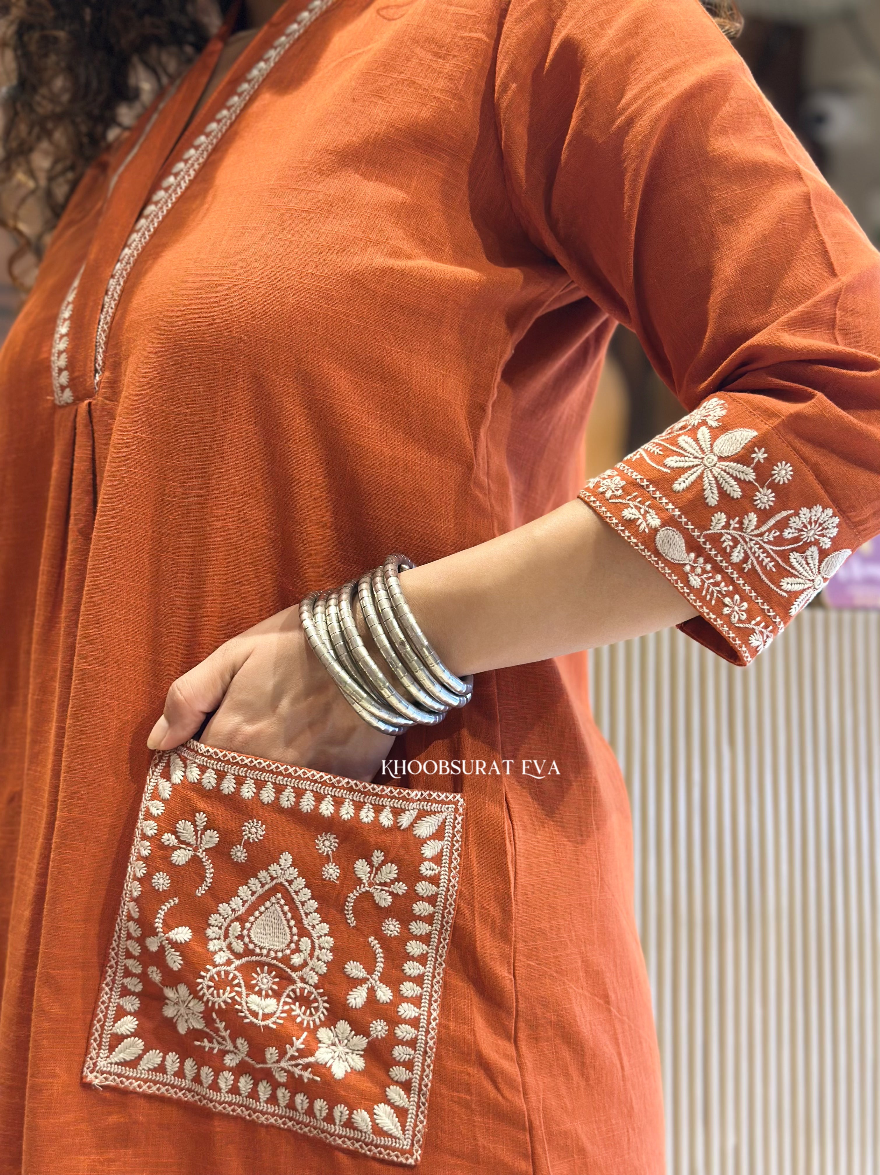 Show Off Rust Kurta Set