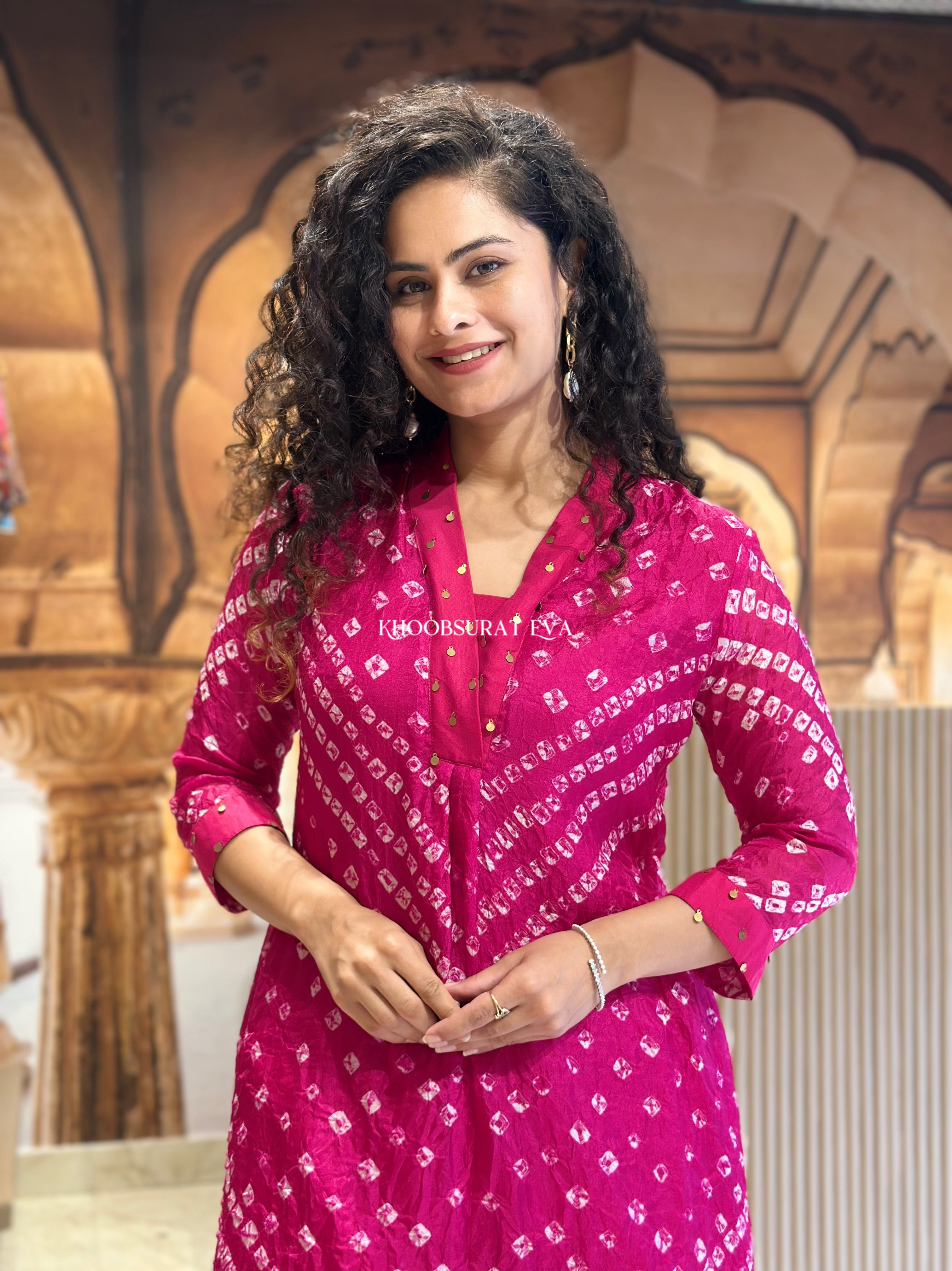 Jaipur Rani Bandhej Palazzo Set