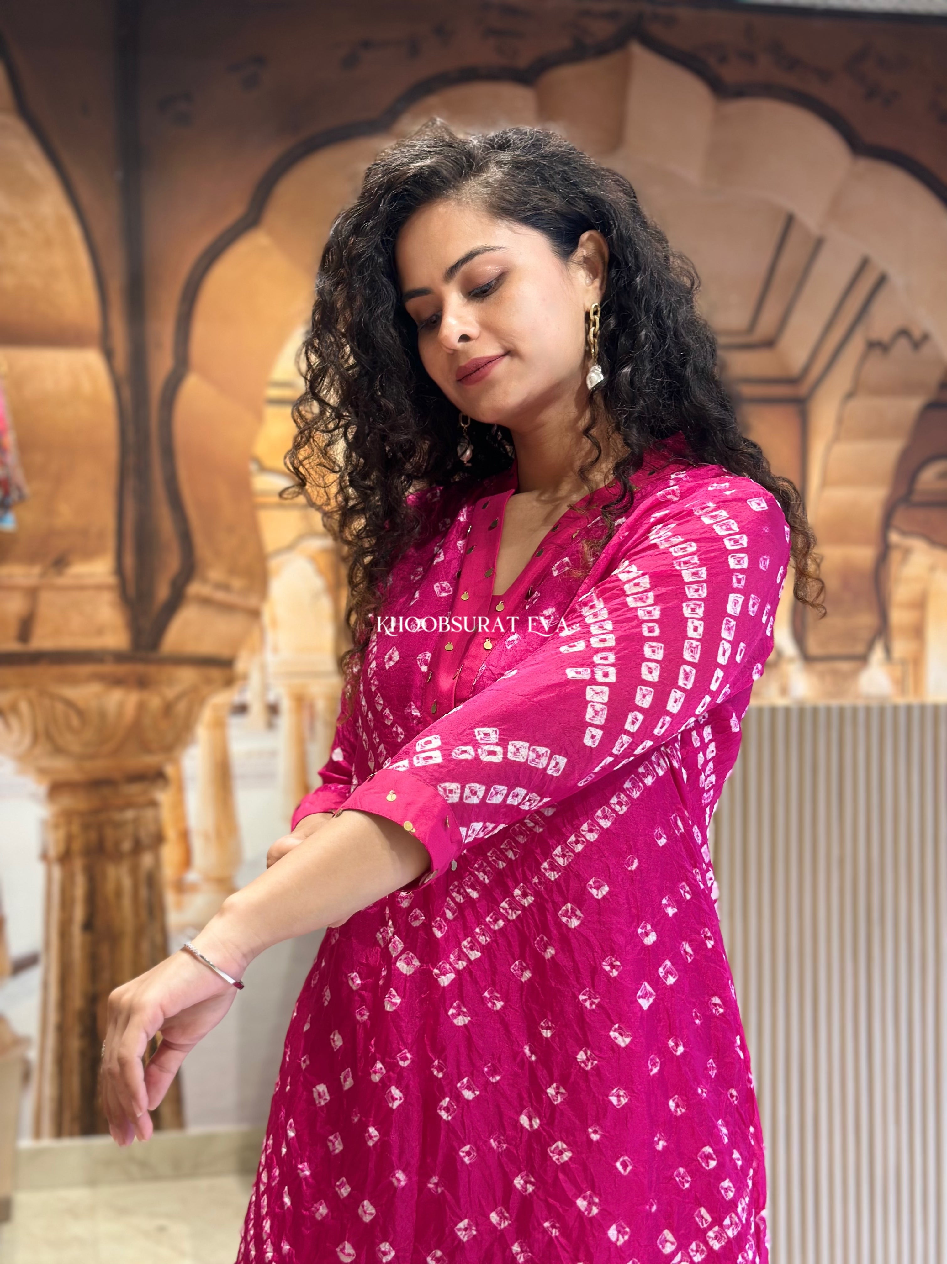 Jaipur Rani Bandhej Palazzo Set