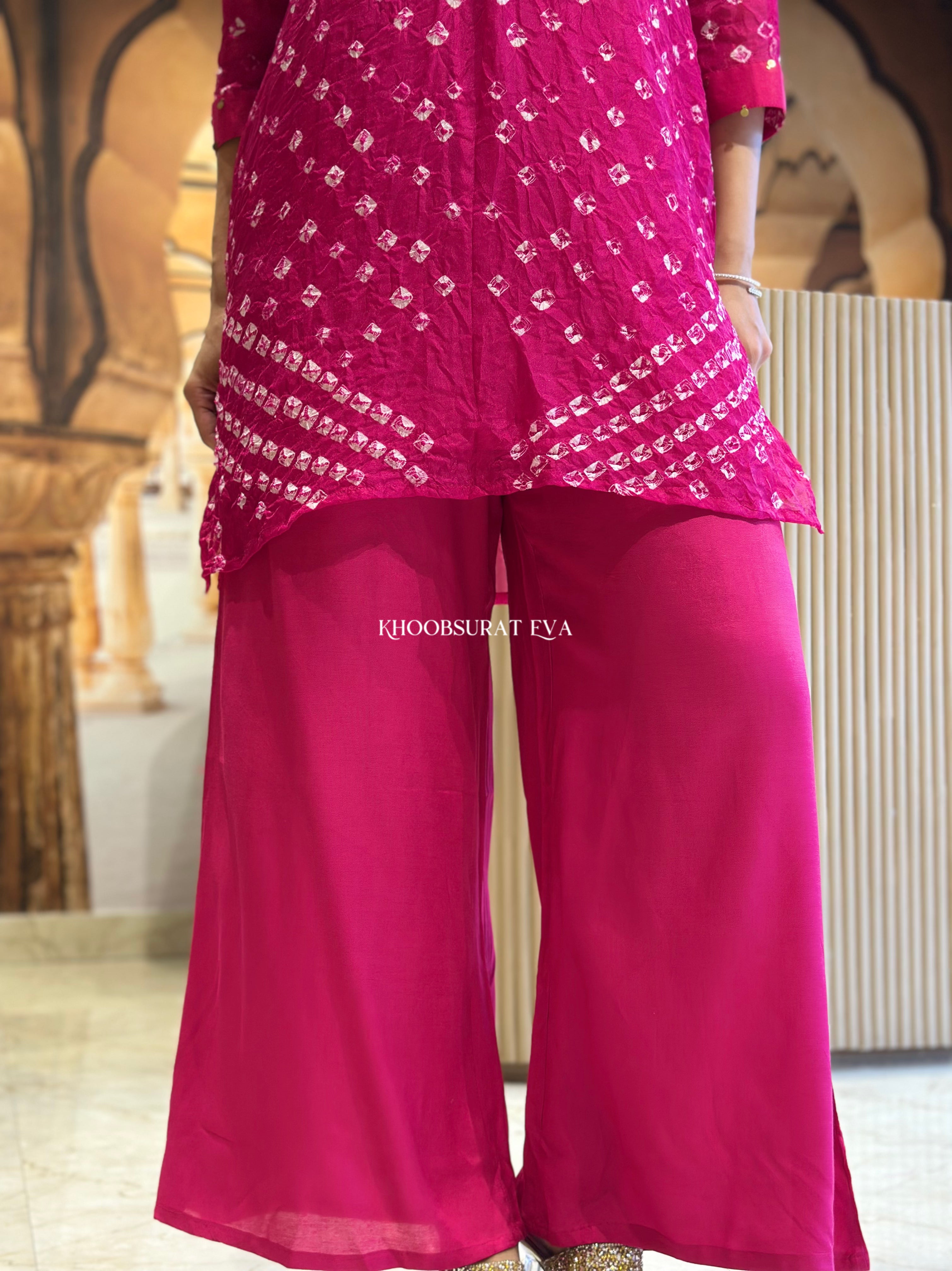 Jaipur Rani Bandhej Palazzo Set