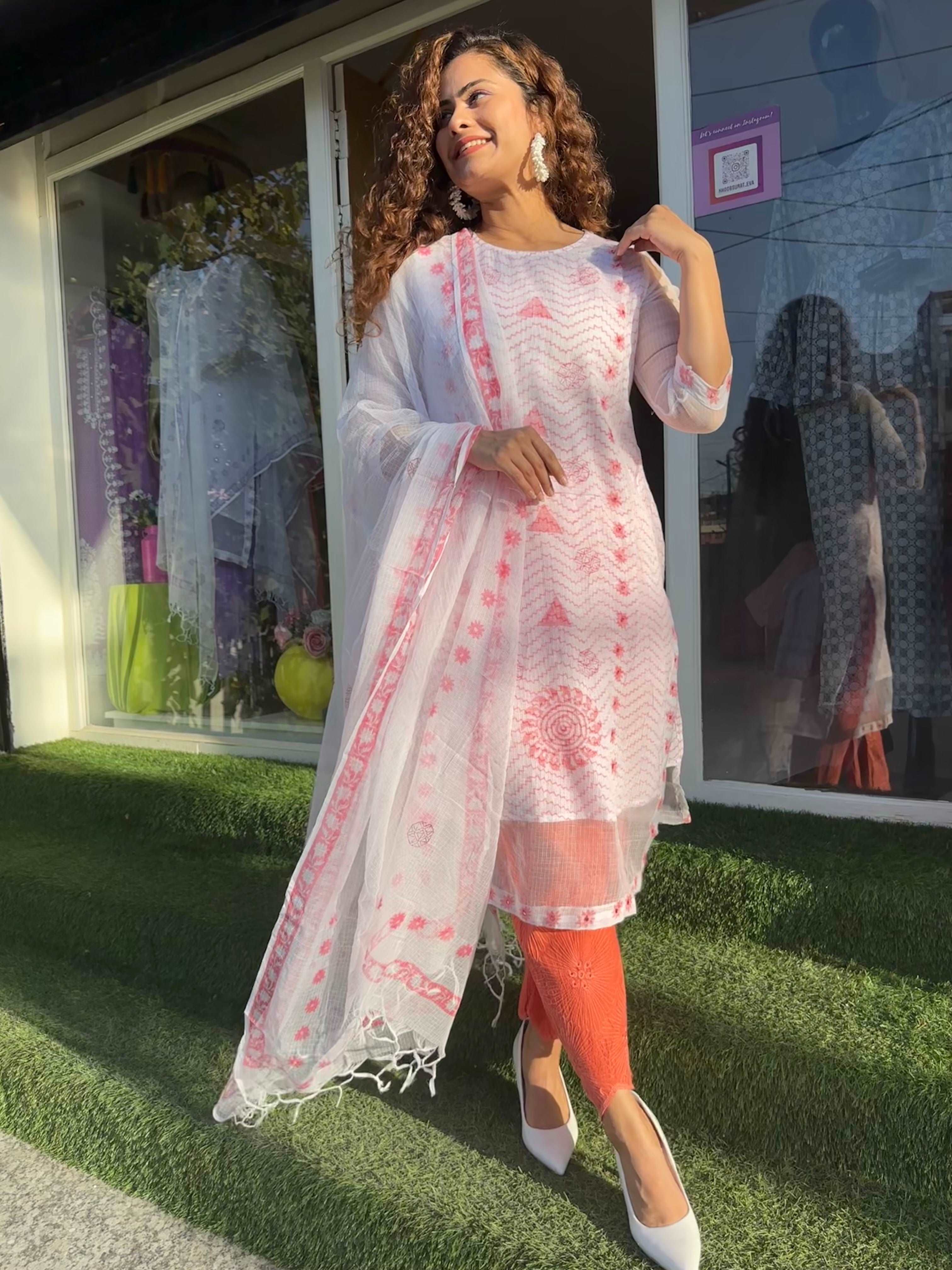 PINK KOTA DORIA EMBROIDERED SUIT SET