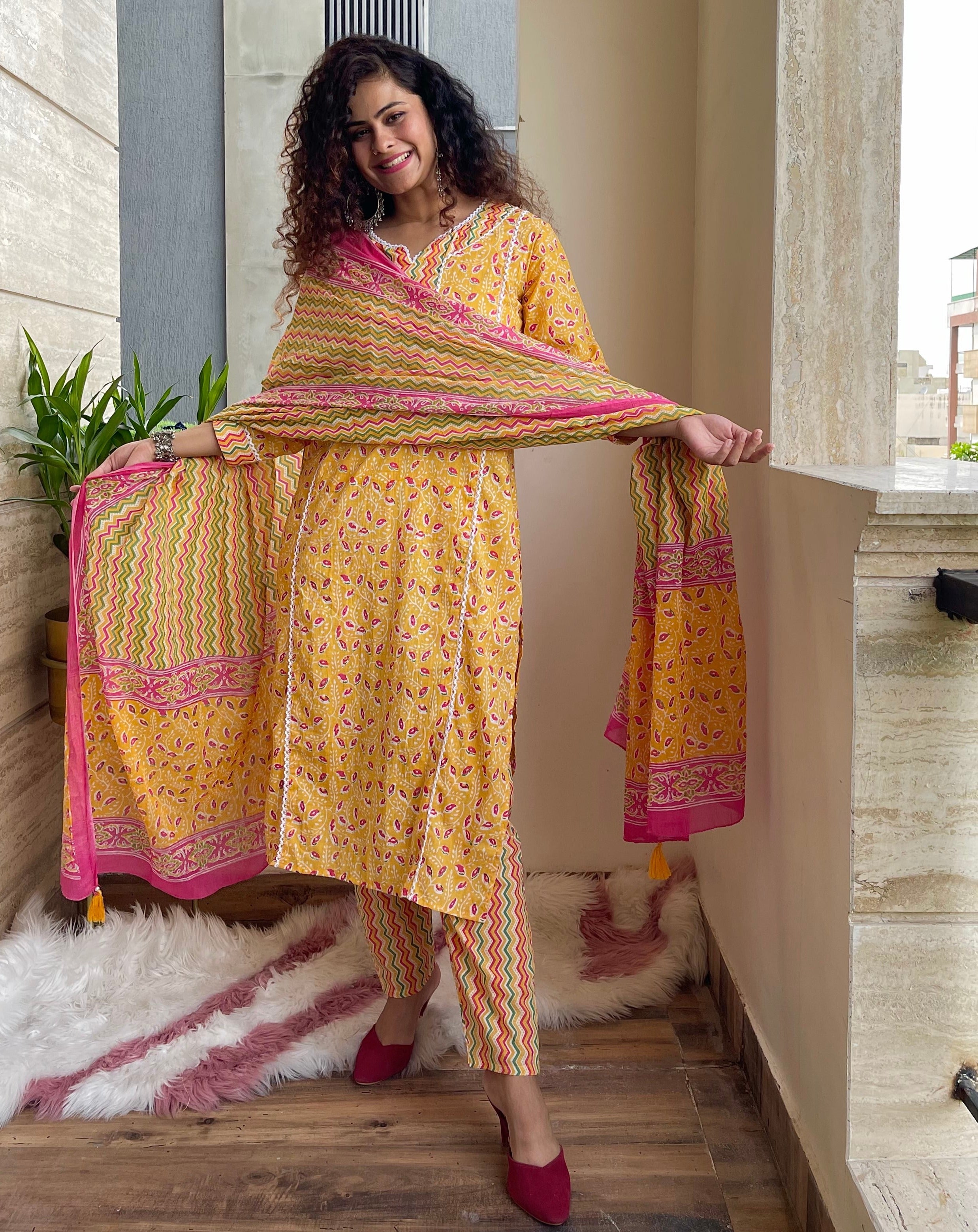 Yellow Dupatta Suit Set