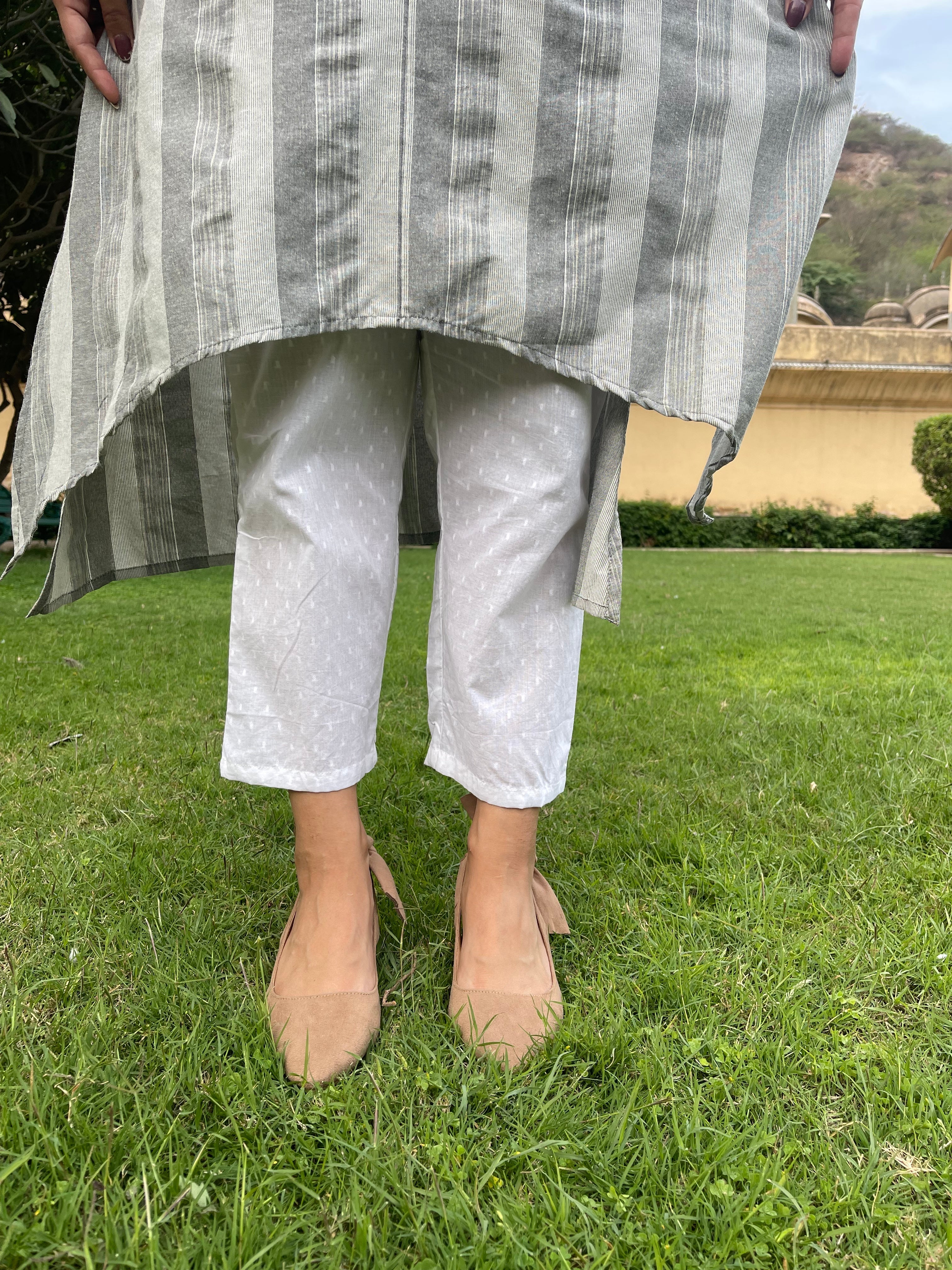 Grey Cotton Printed Kurta Set