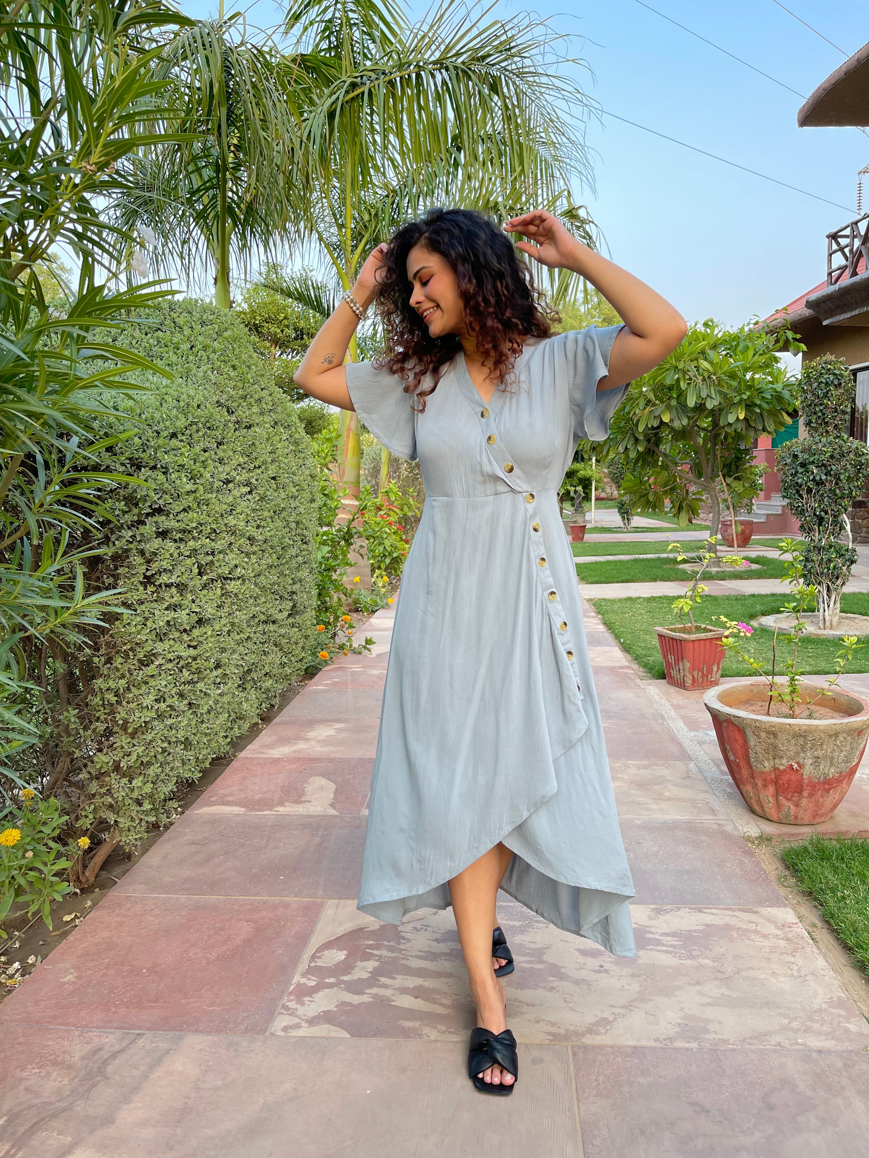 Trendy Grey Maxi Dress