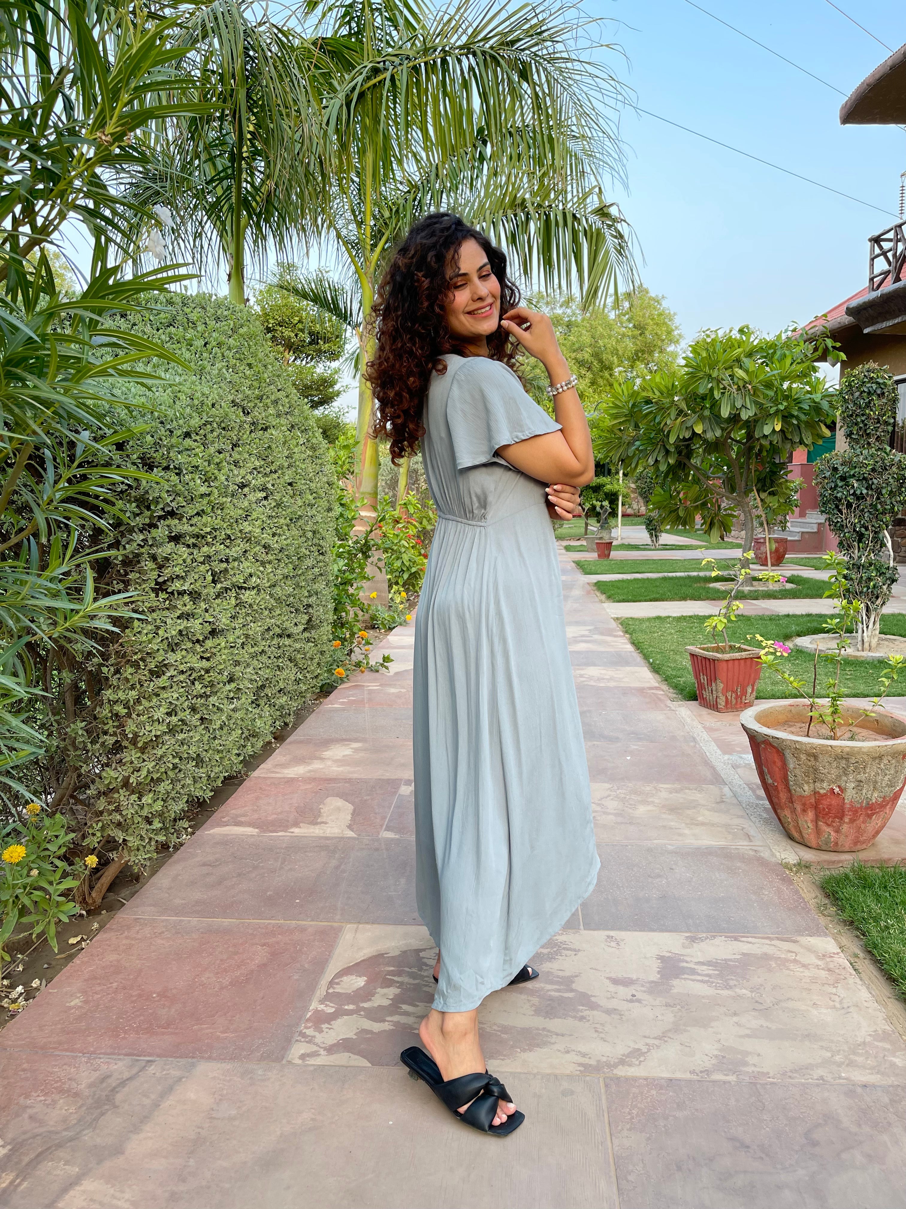 Trendy Grey Maxi Dress