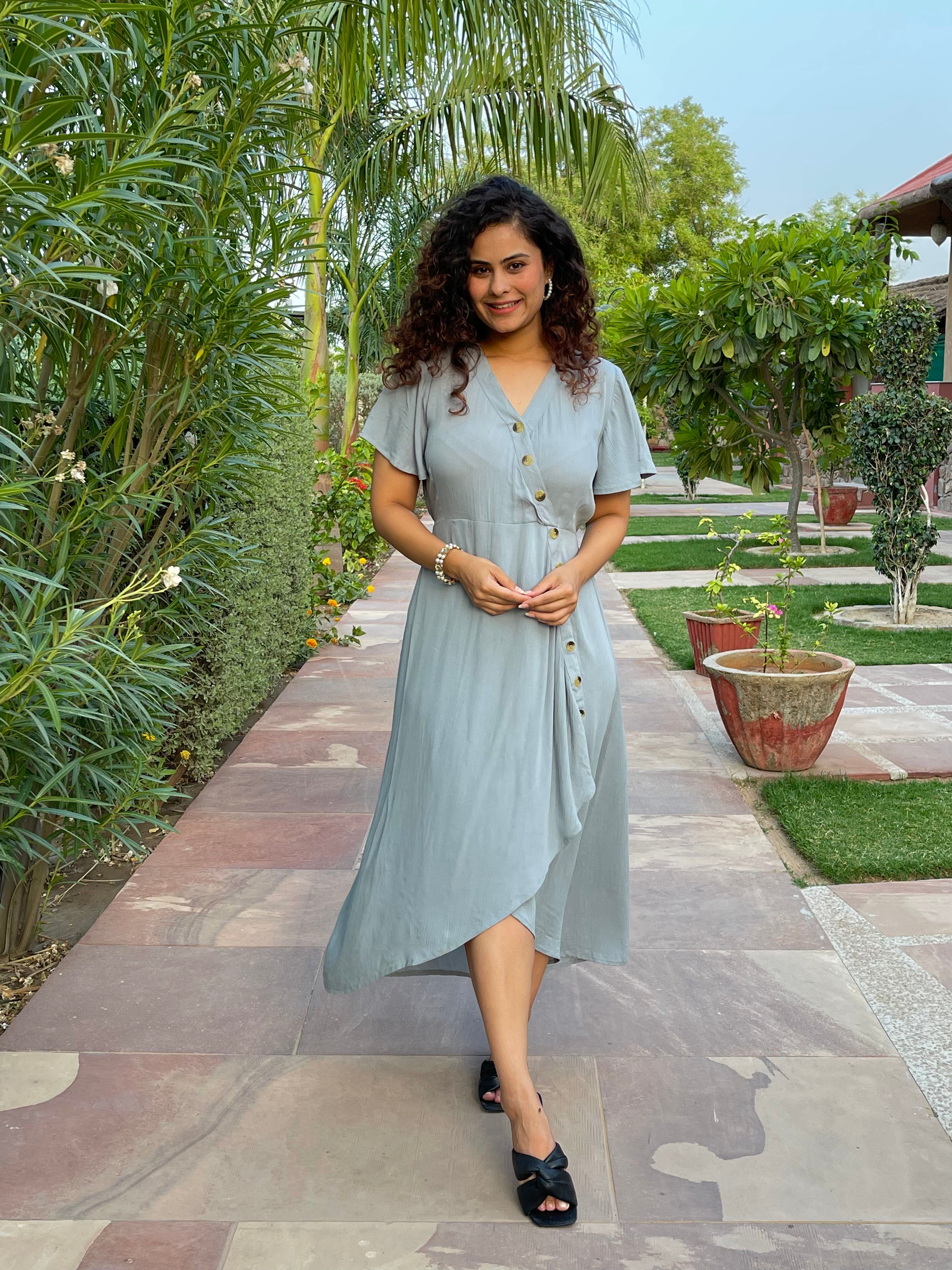 Trendy Grey Maxi Dress