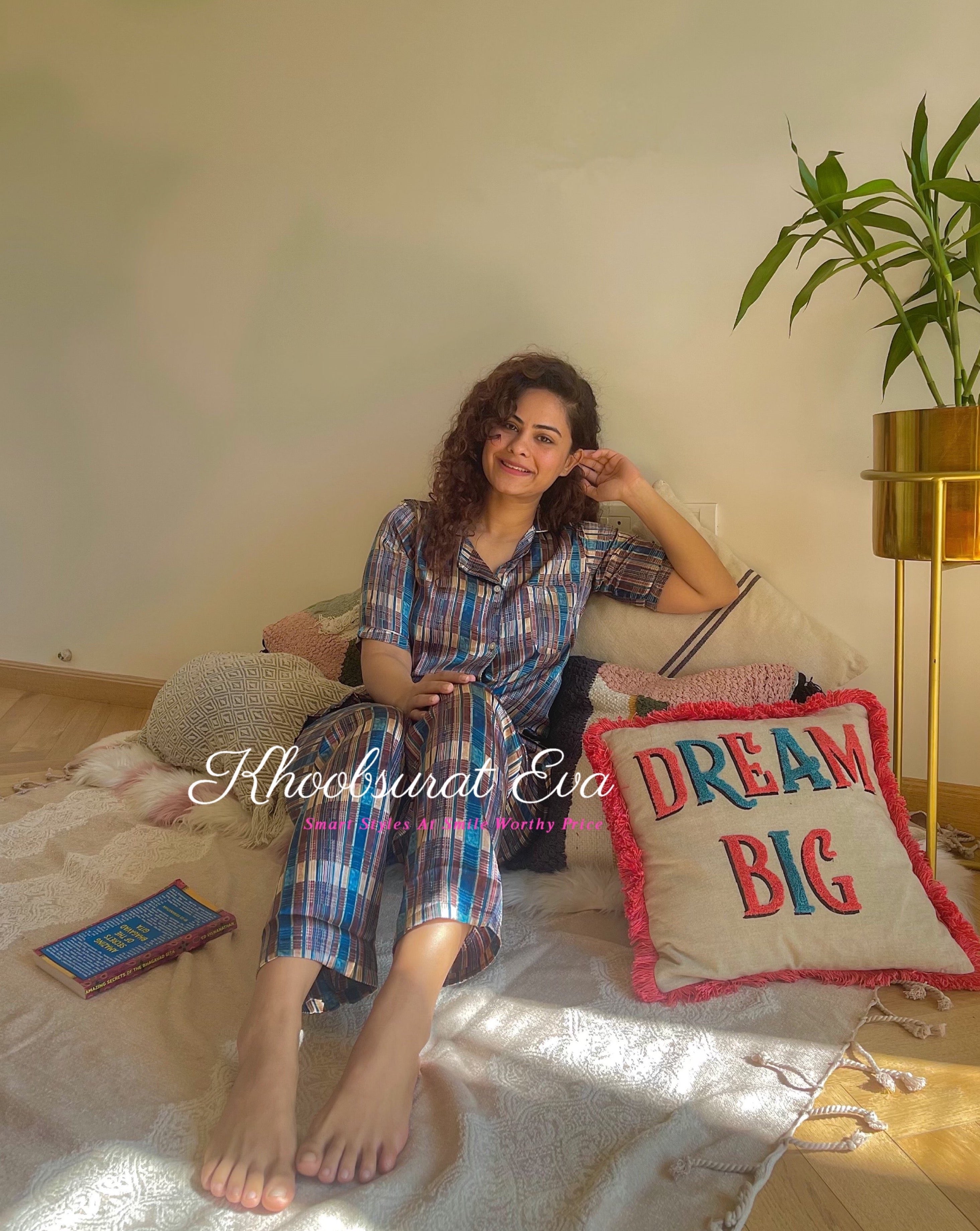 Blue Printed Night Suit