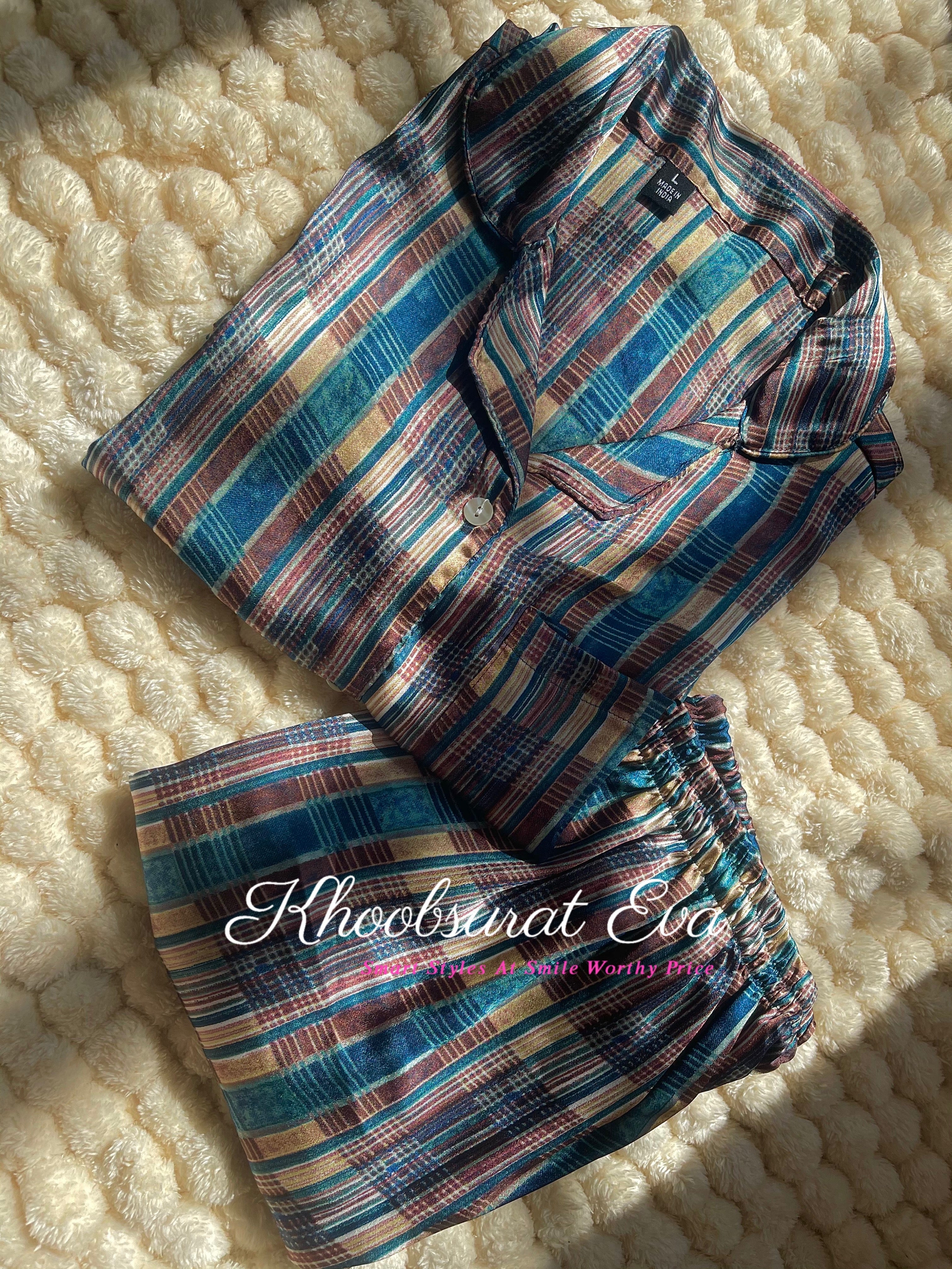 Blue Printed Night Suit