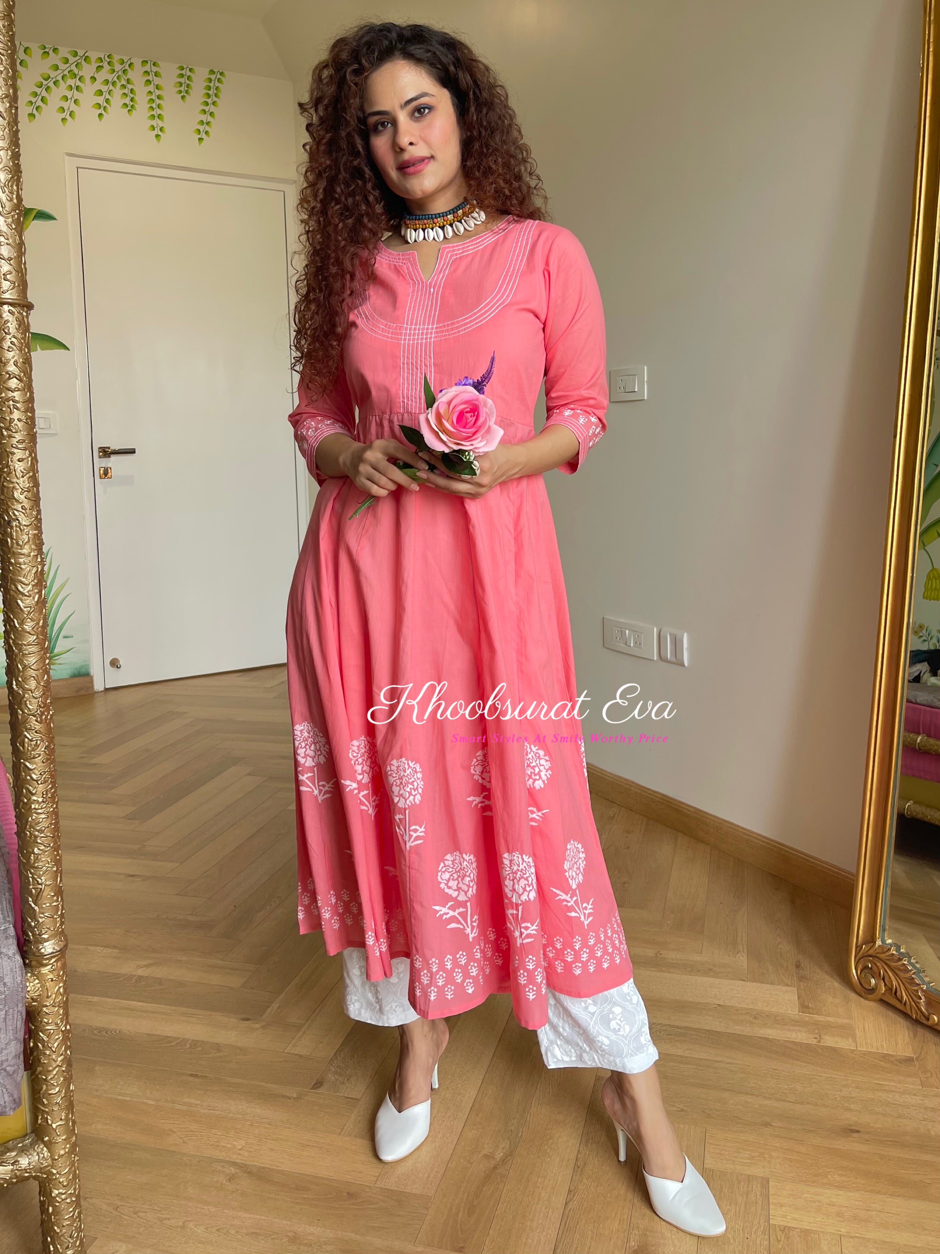 Pink Anarkali Kurta Set