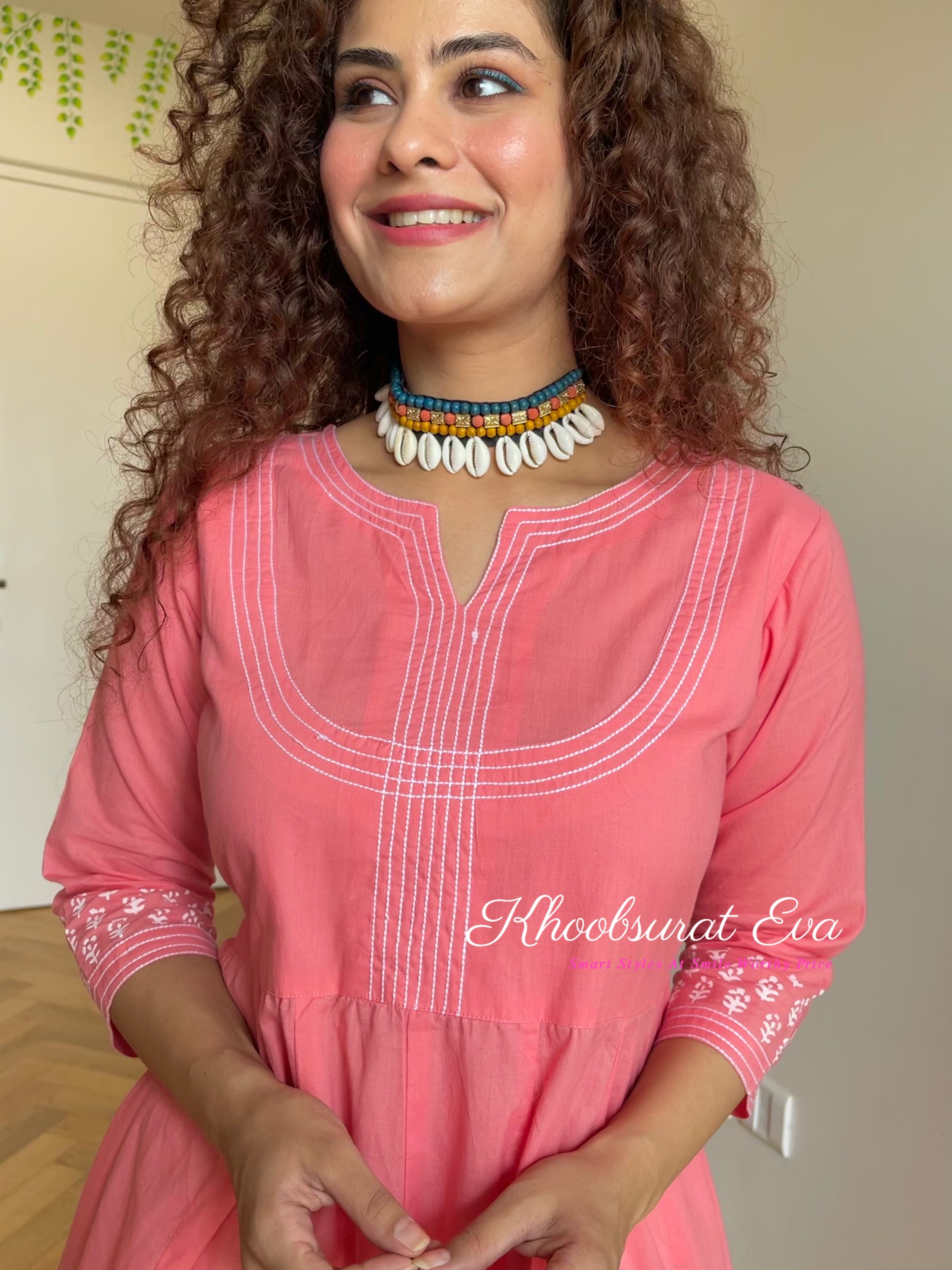 Pink Anarkali Kurta Set