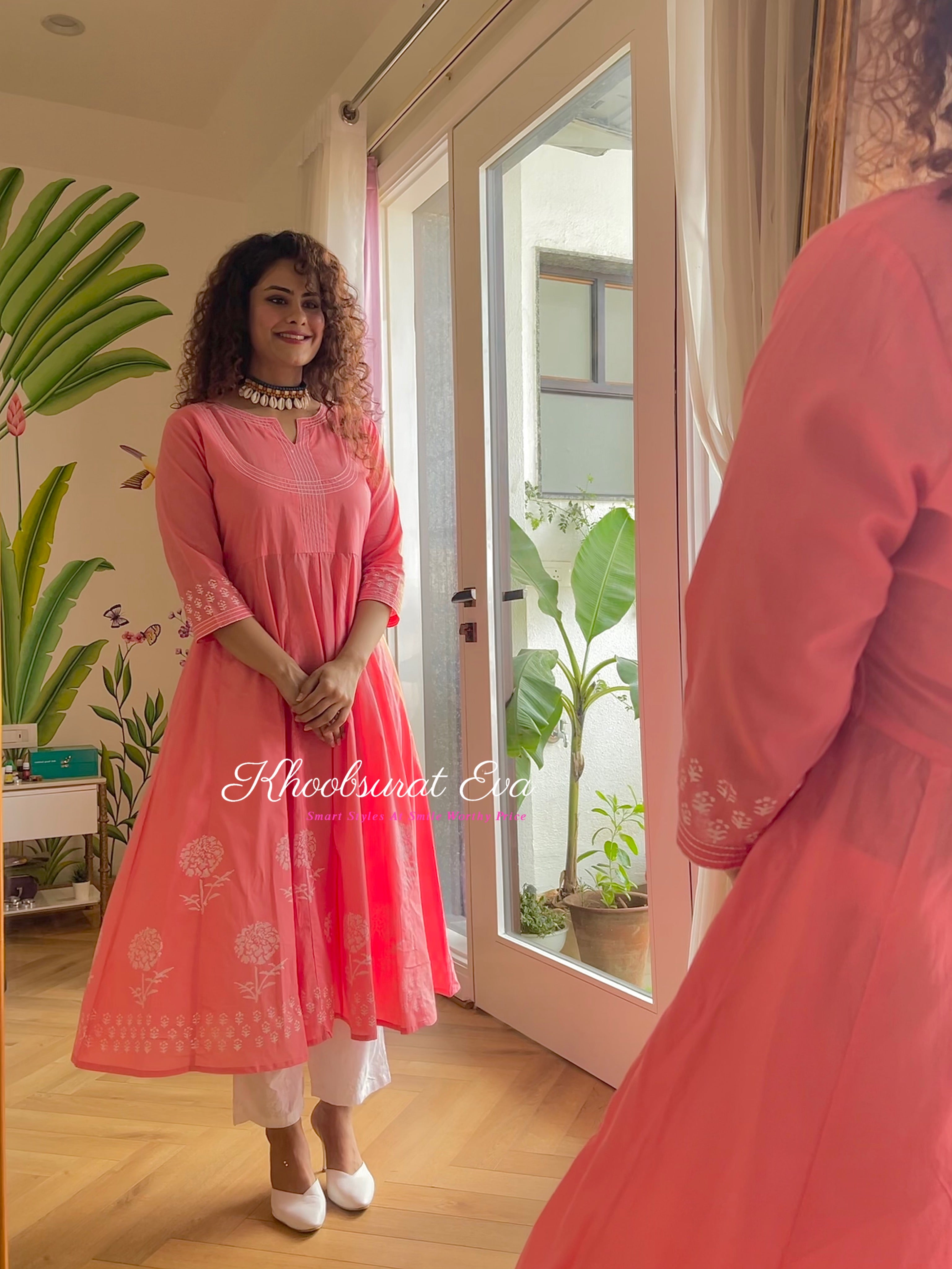 Pink Anarkali Kurta Set
