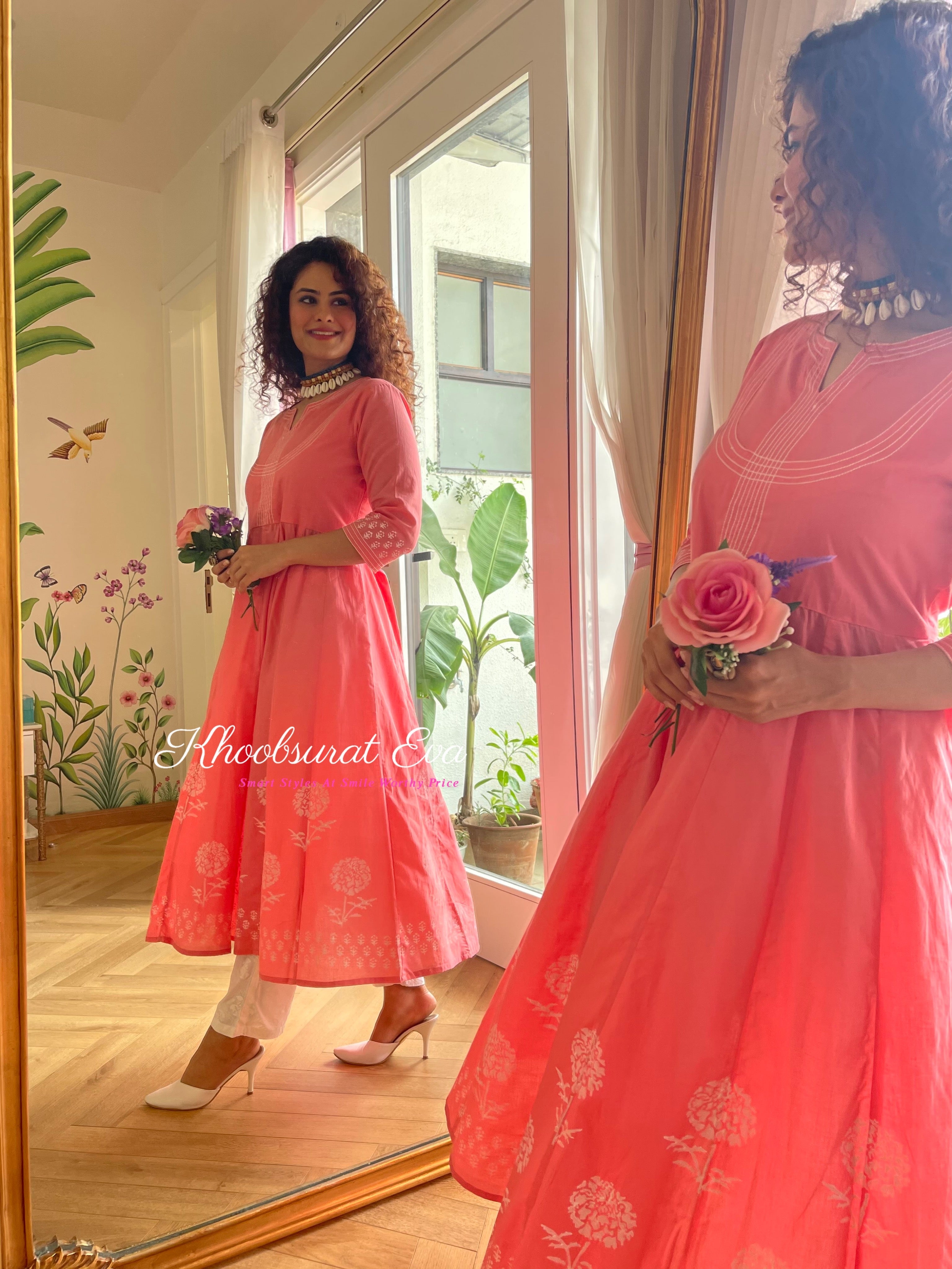 Pink Anarkali Kurta Set