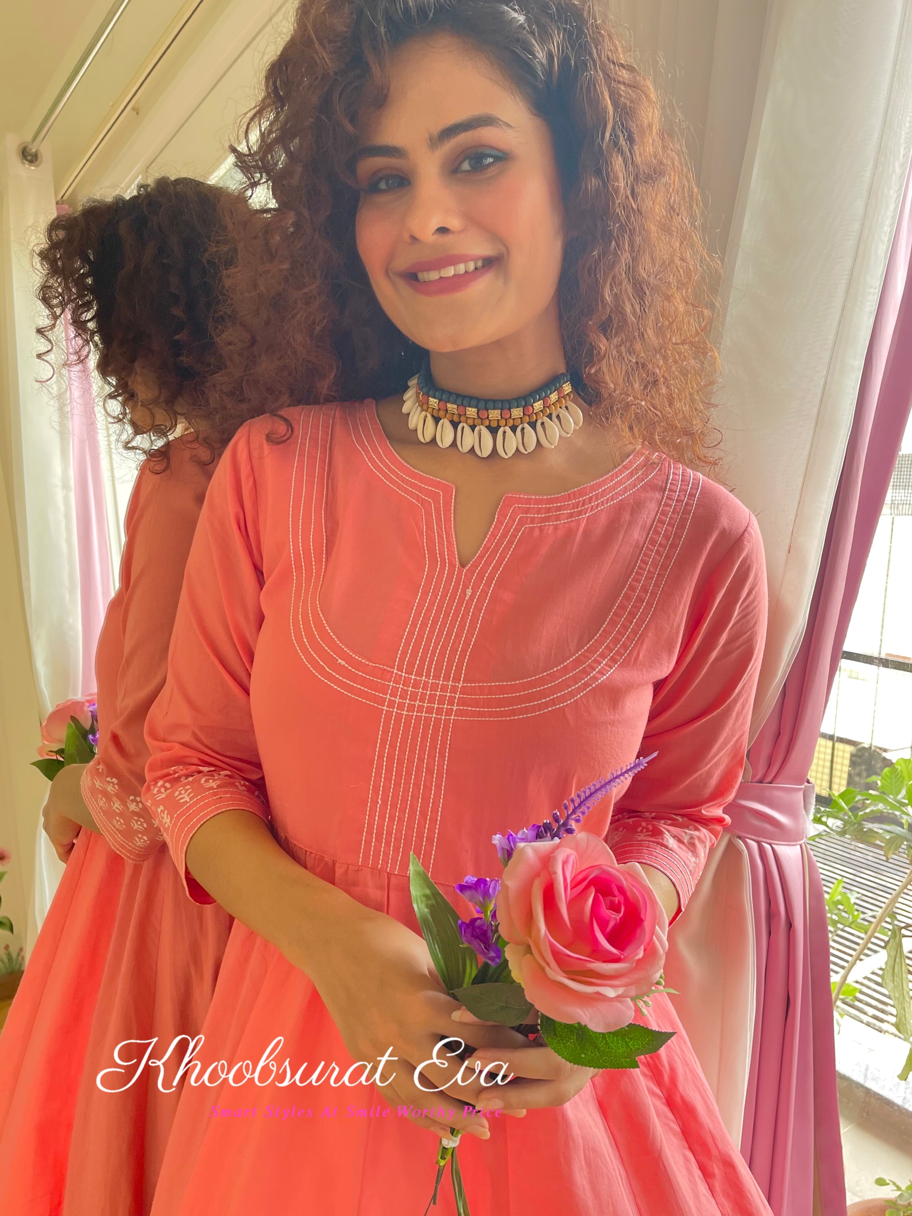 Pink Anarkali Kurta Set