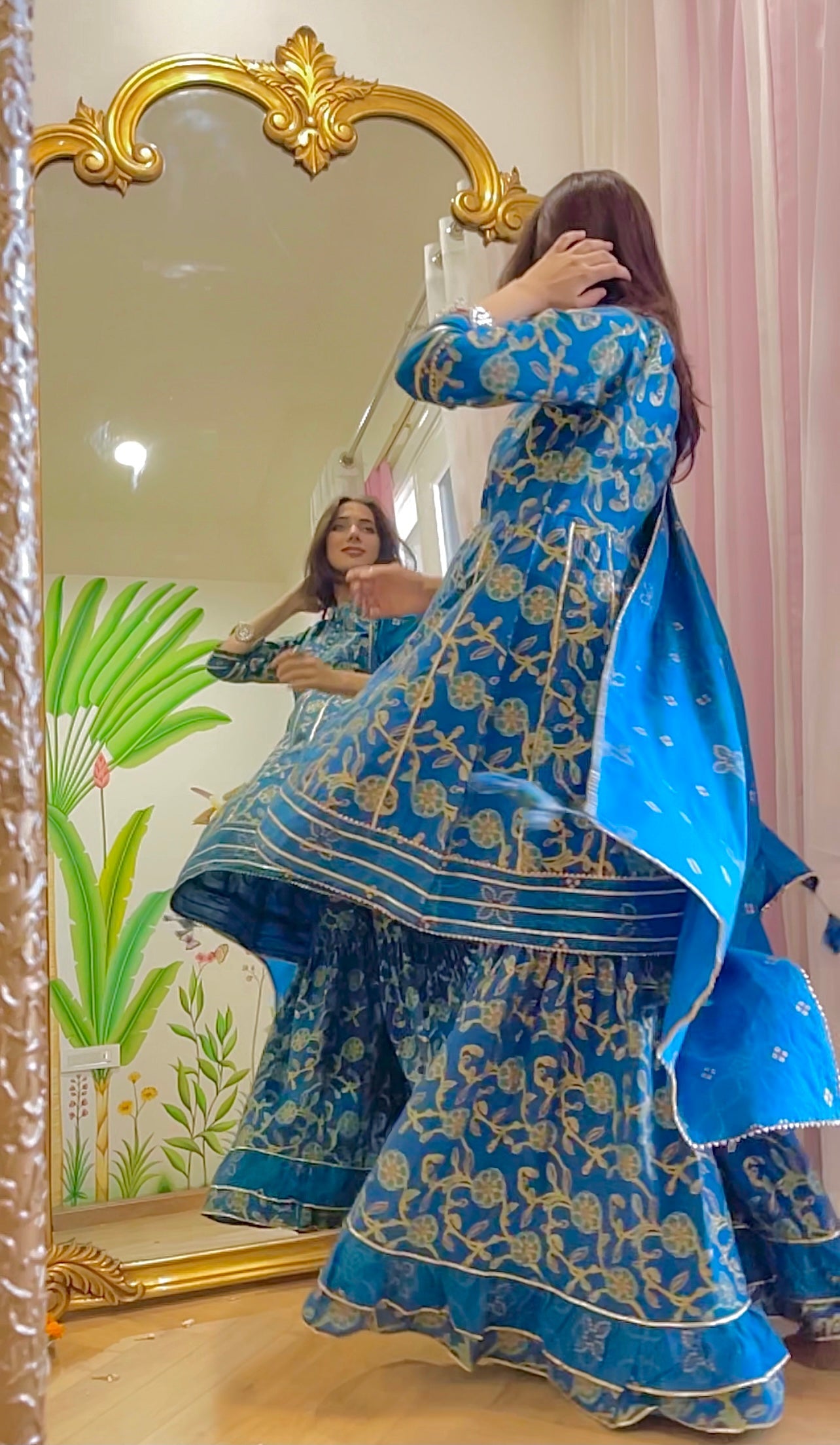 Blue Festive Kurta Sharara Dupatta Set