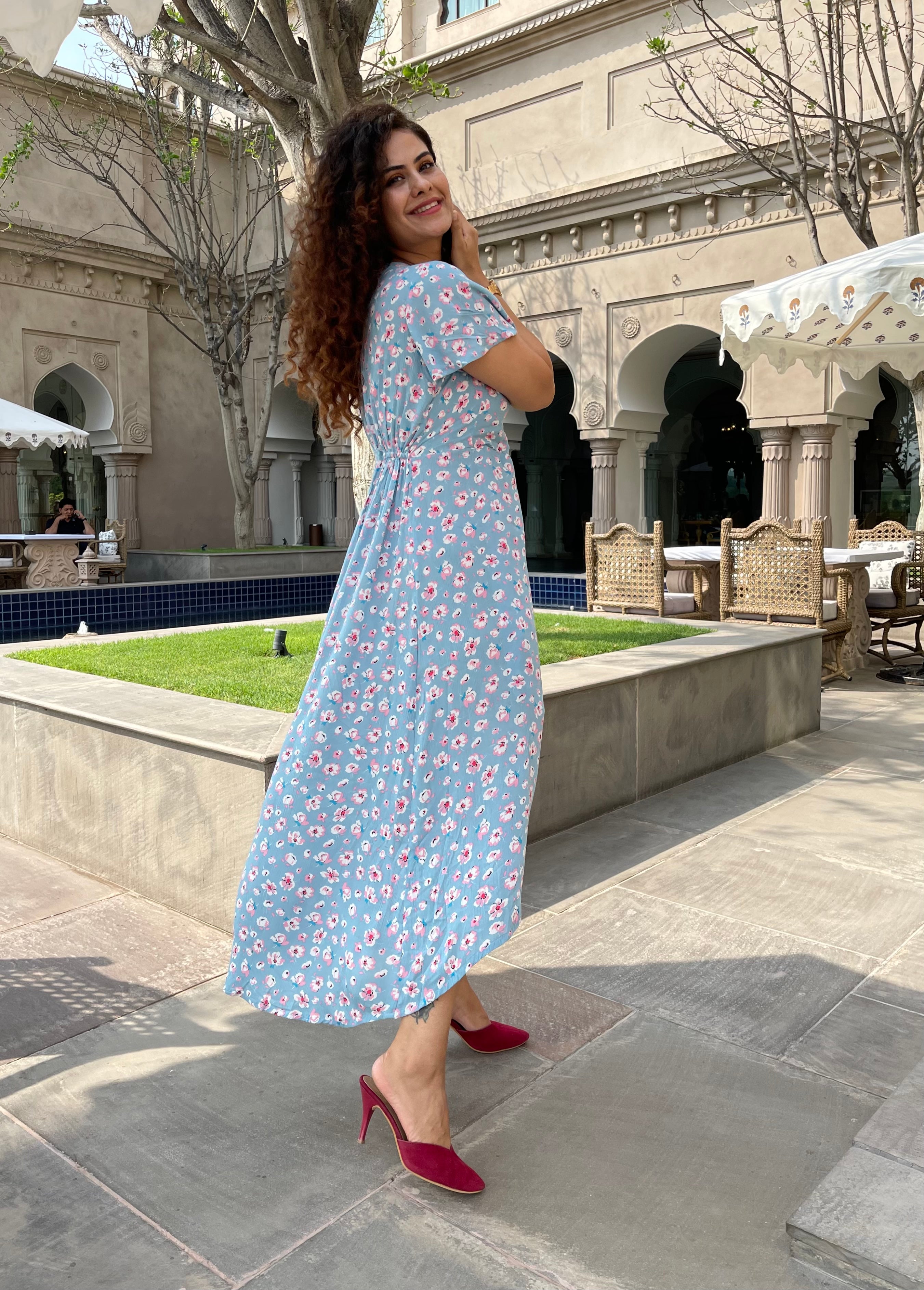 Flora Blue Maxi Dress