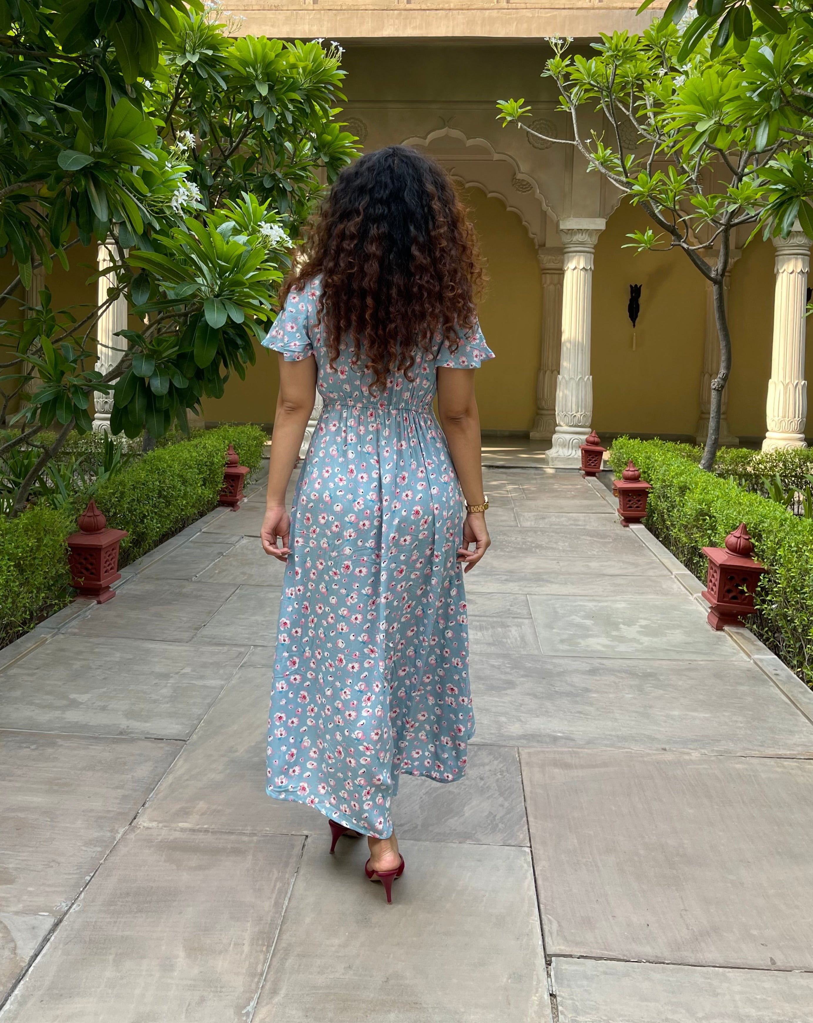 Flora Blue Maxi Dress