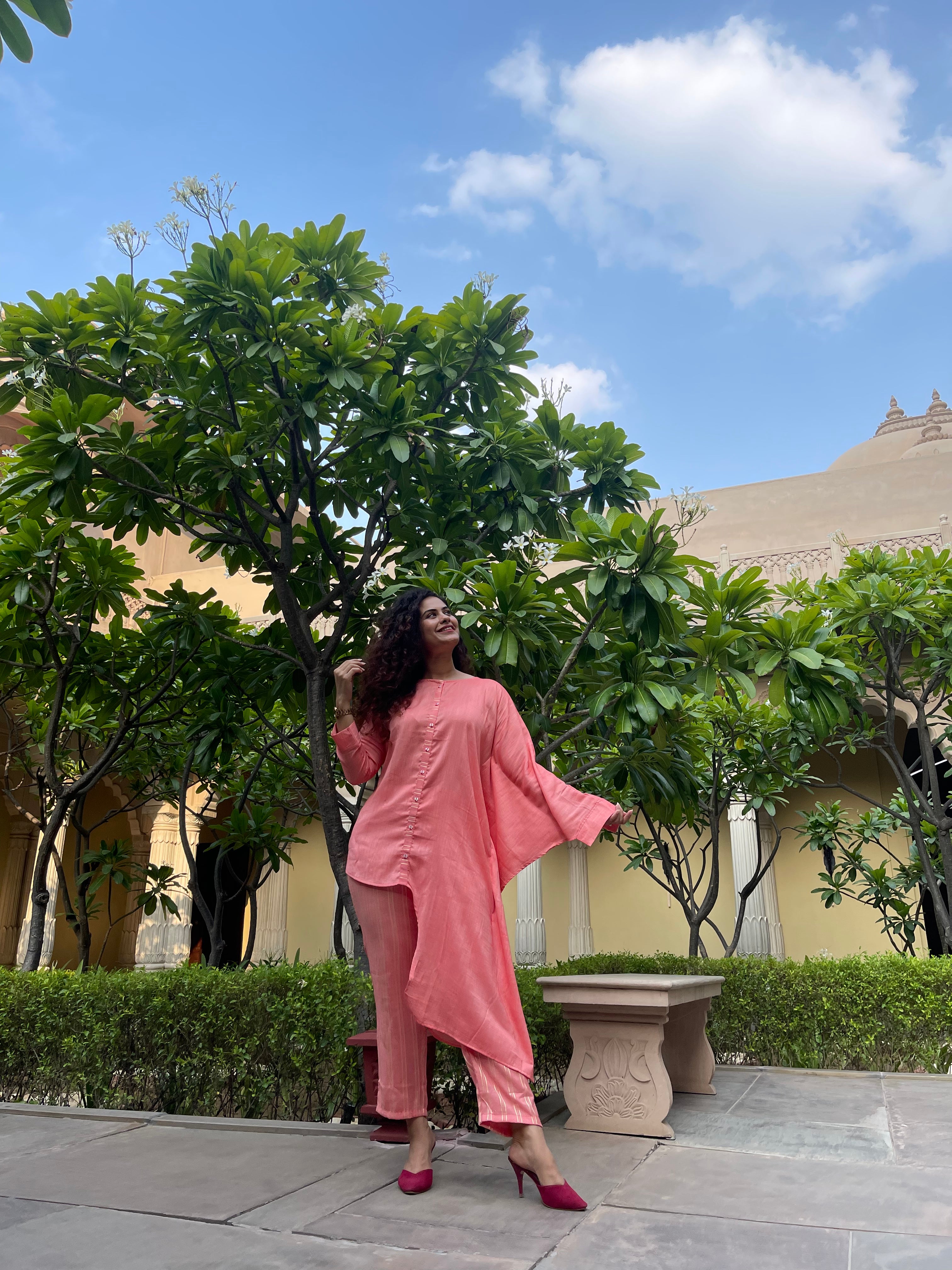 pink coord set for women