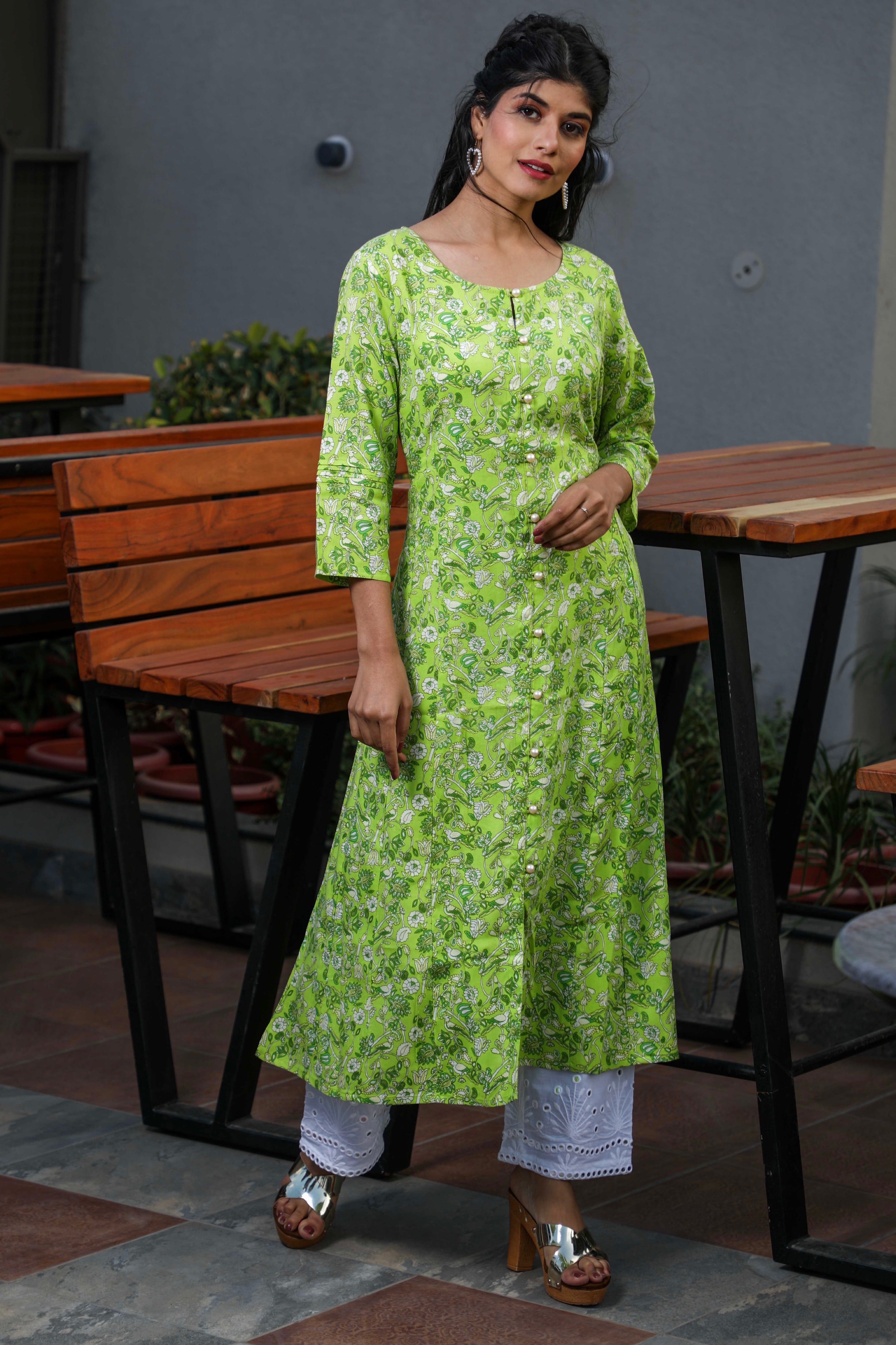 green kurta