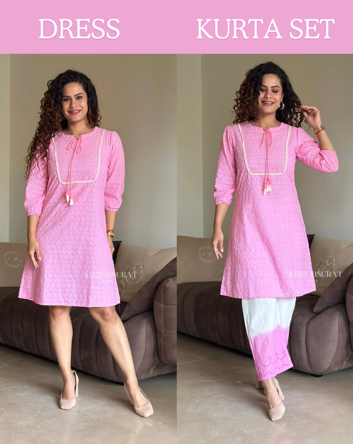 Valentino Pink Kurta Set Media 