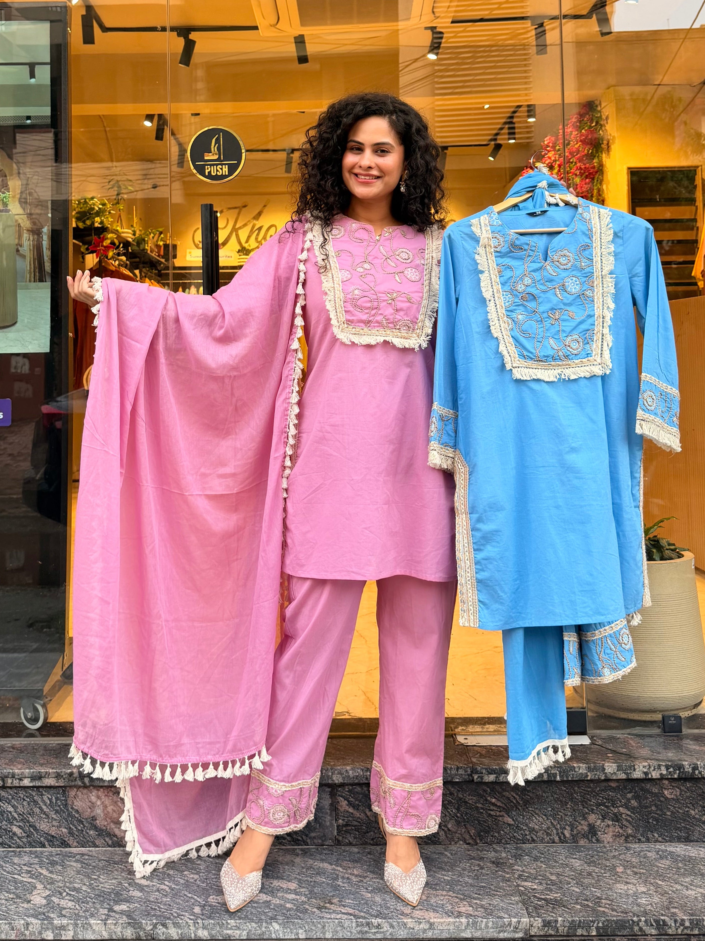 Bougainvillea Kurta Set with Dupatta