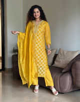 Festive Bright Yellow Kurta Suit Set