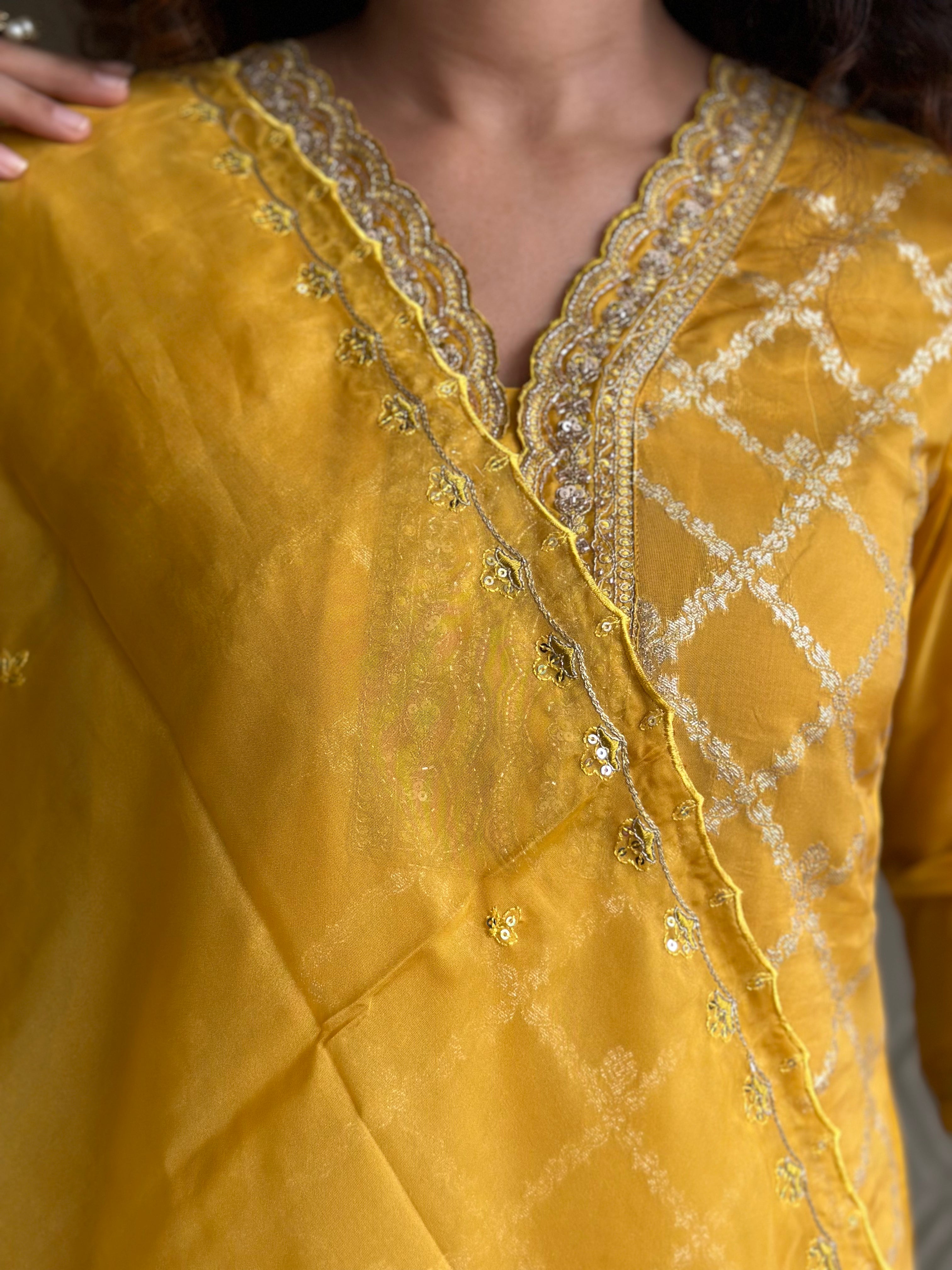 Festive Bright Yellow Kurta Suit Set