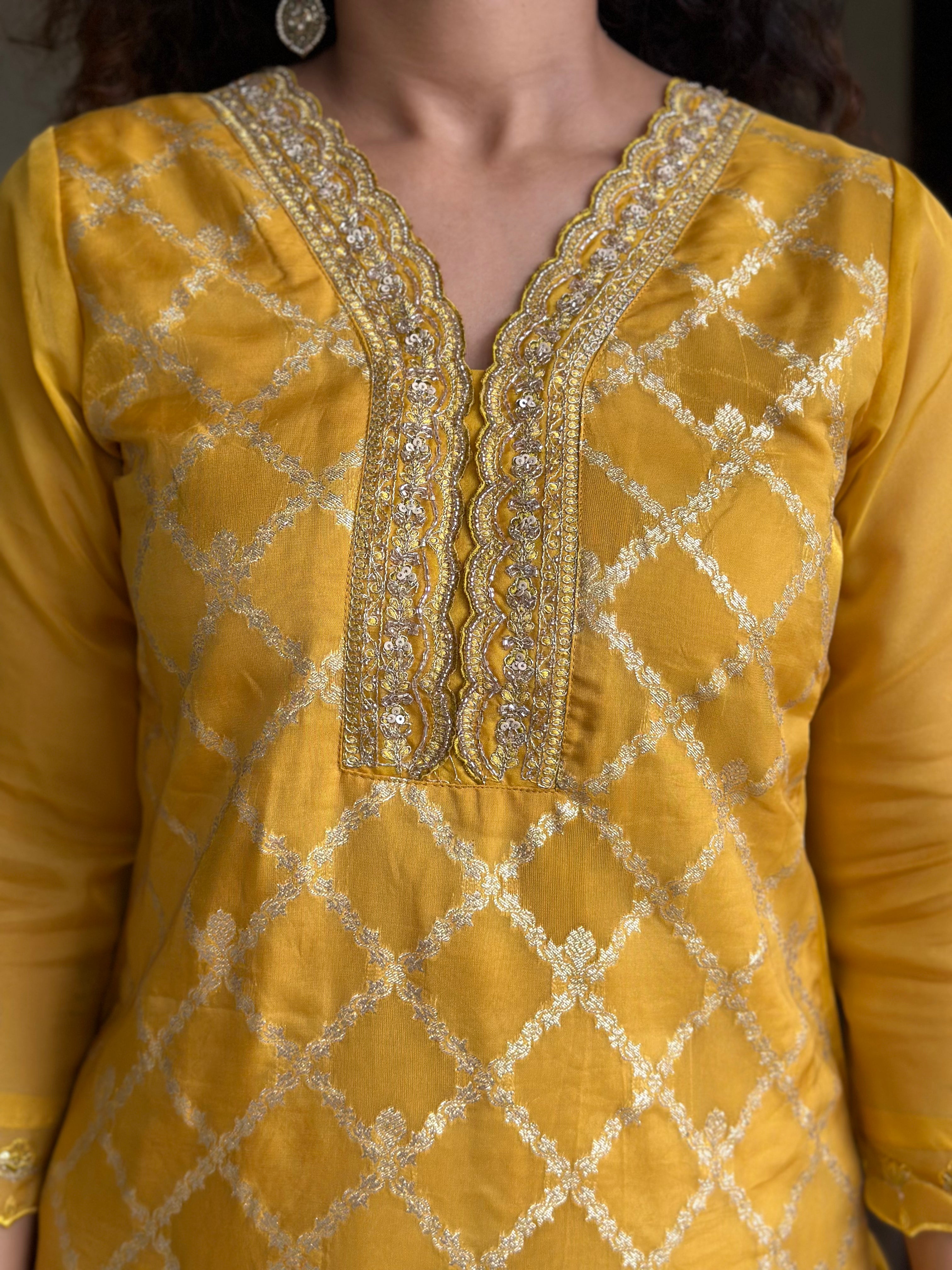 Festive Bright Yellow Kurta Suit Set