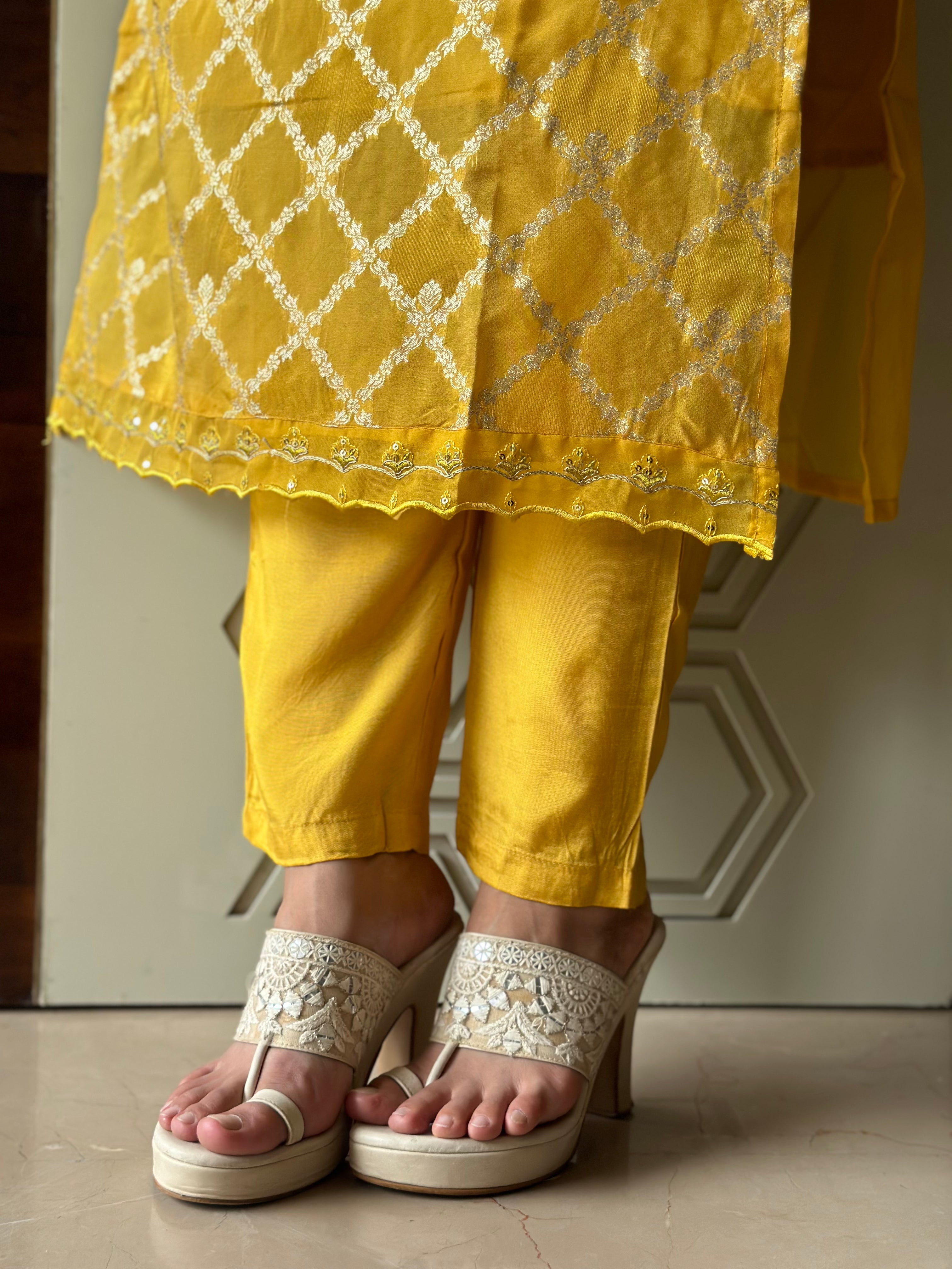 Festive Bright Yellow Kurta Suit Set