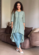 Posh Blue Kurta And Tulip Pants