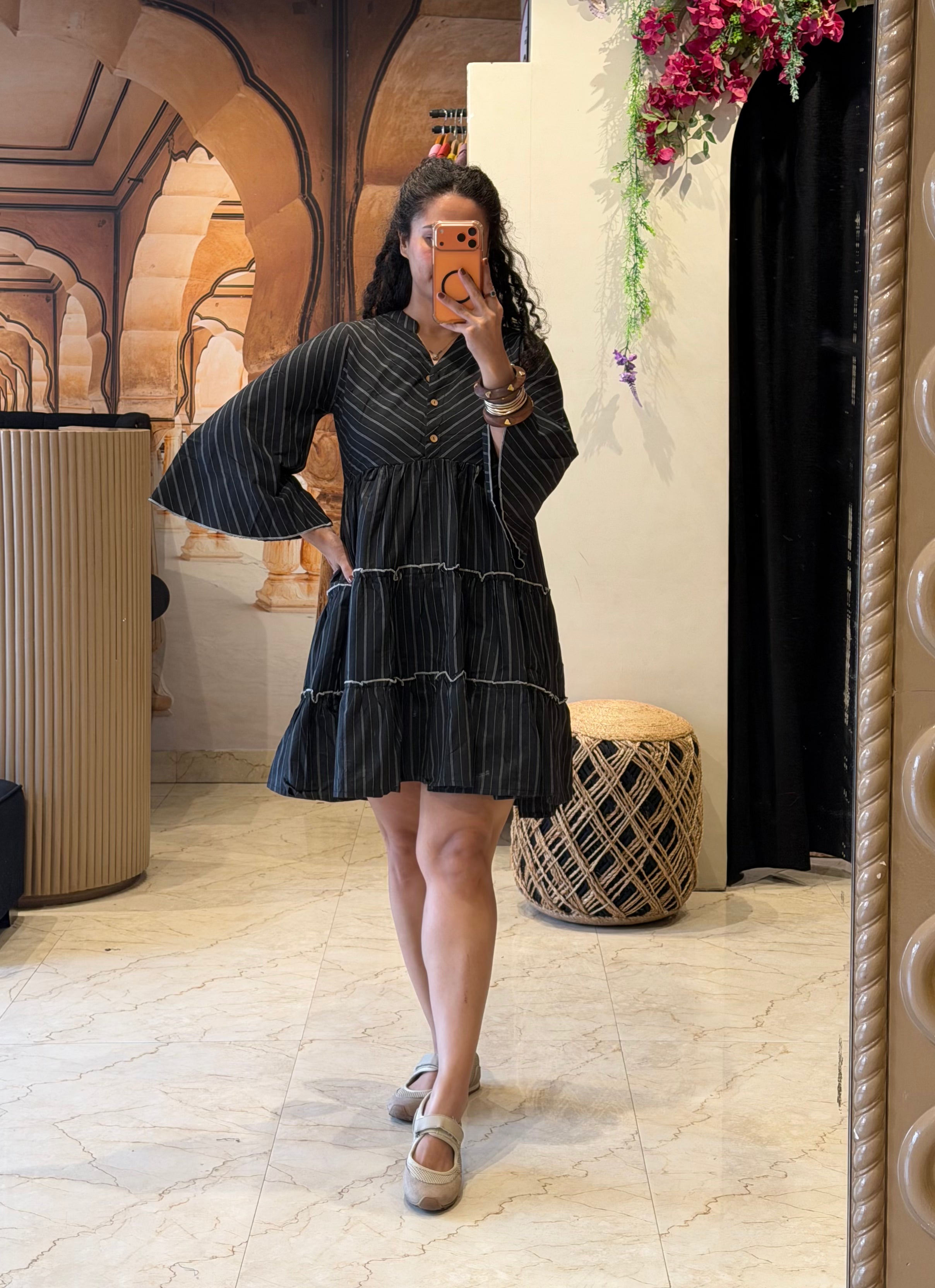 Cotton Black Collage Dress