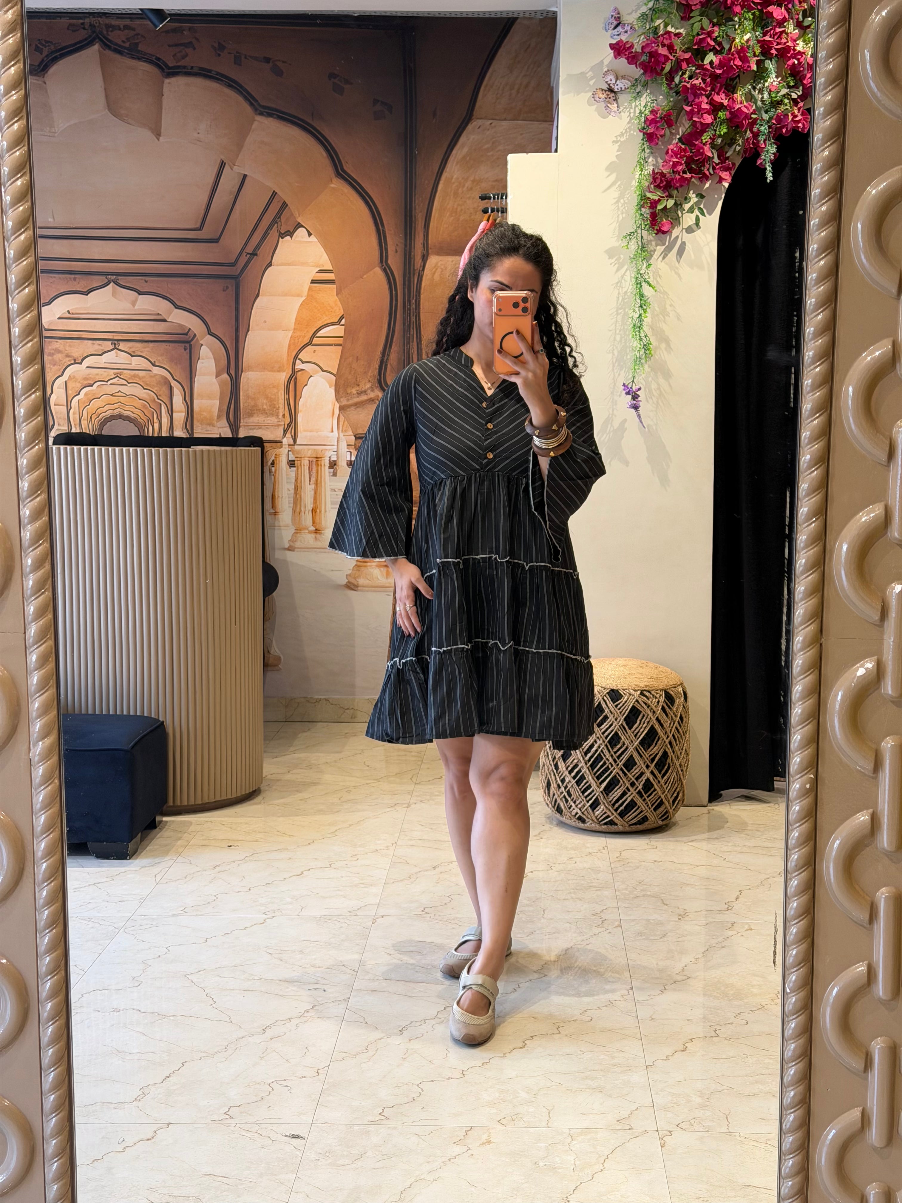 Cotton Black Collage Dress