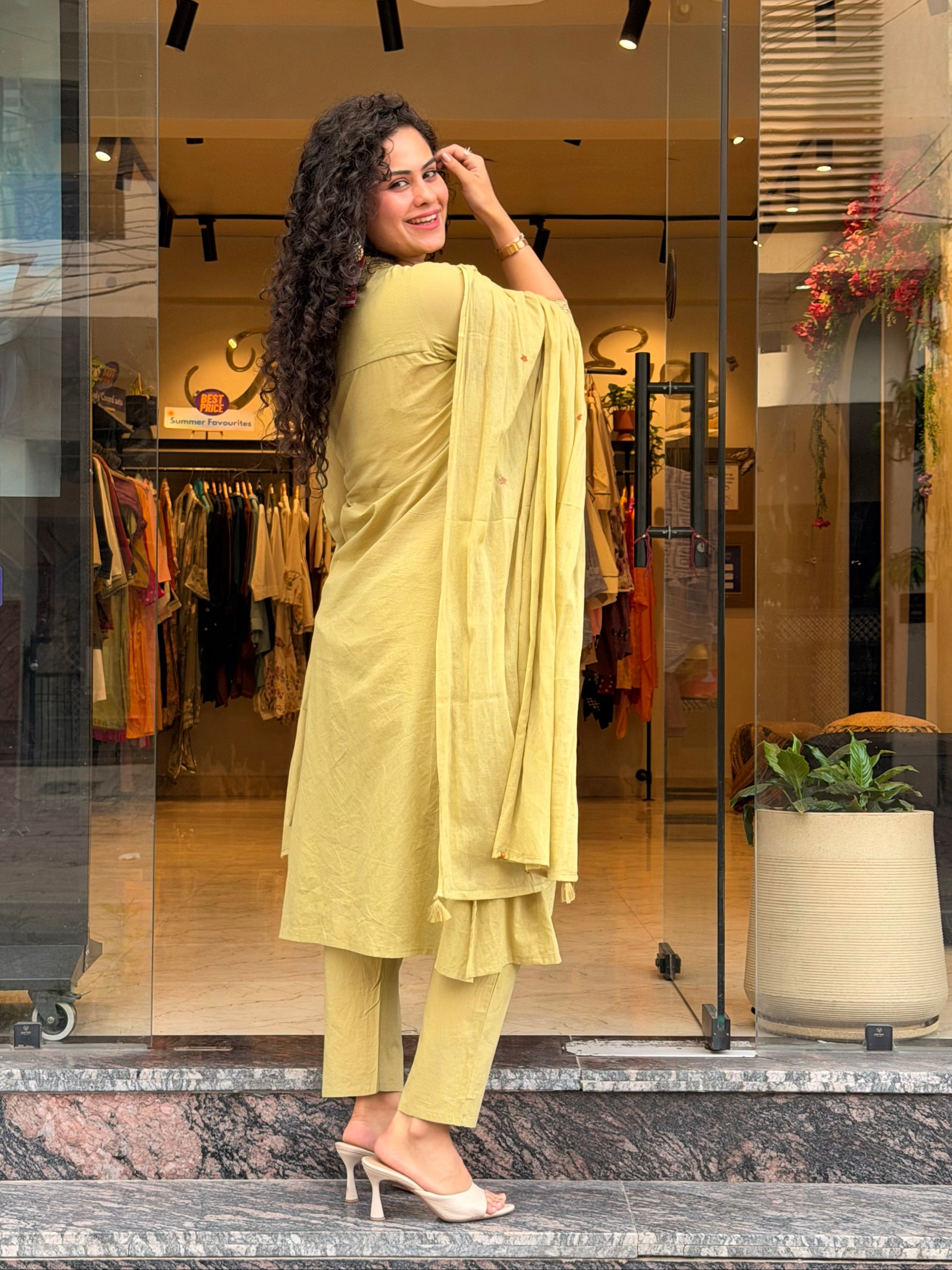 Hibiscus Cotton Kurta Suit Set