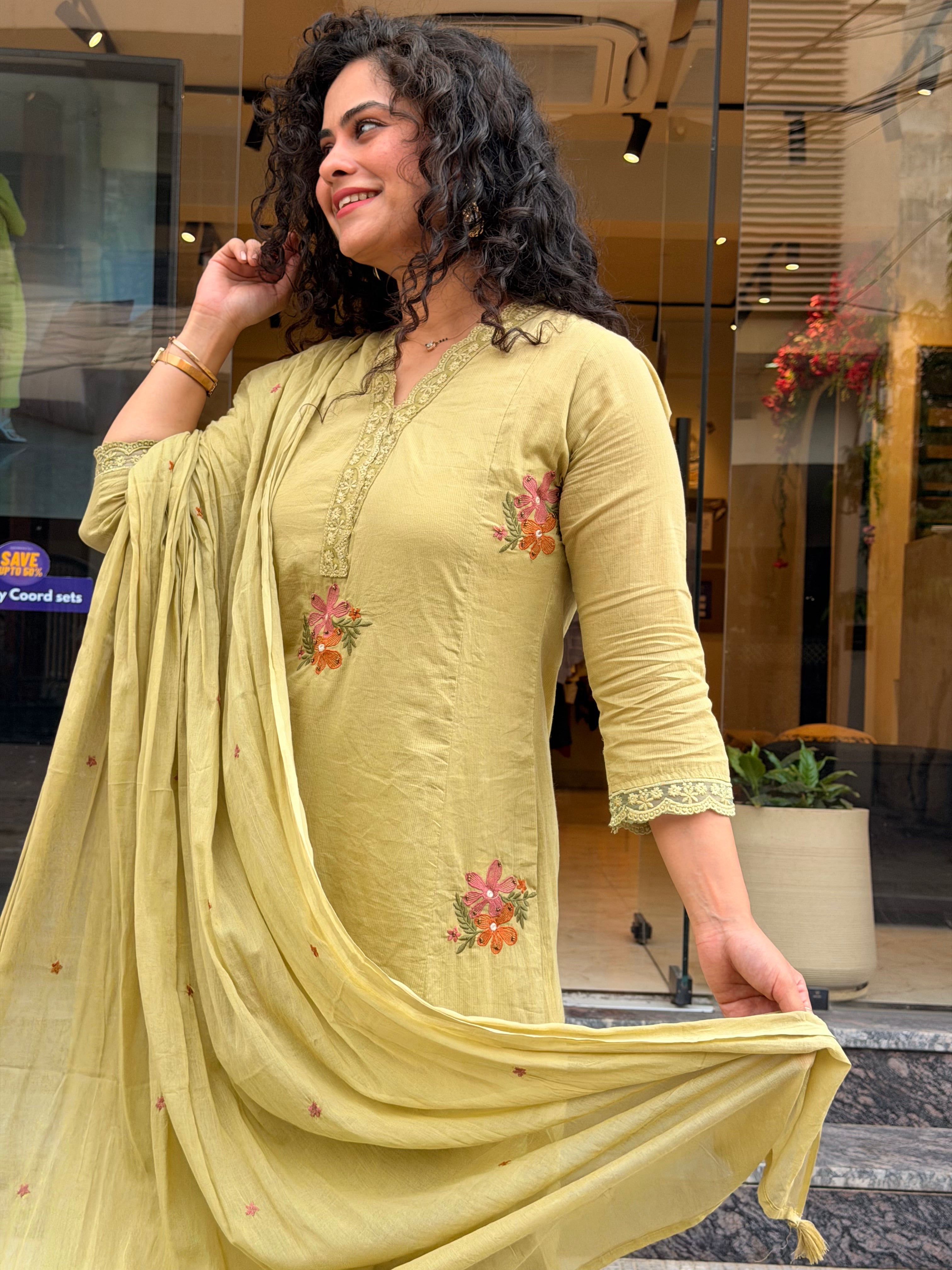 Hibiscus Cotton Kurta Suit Set