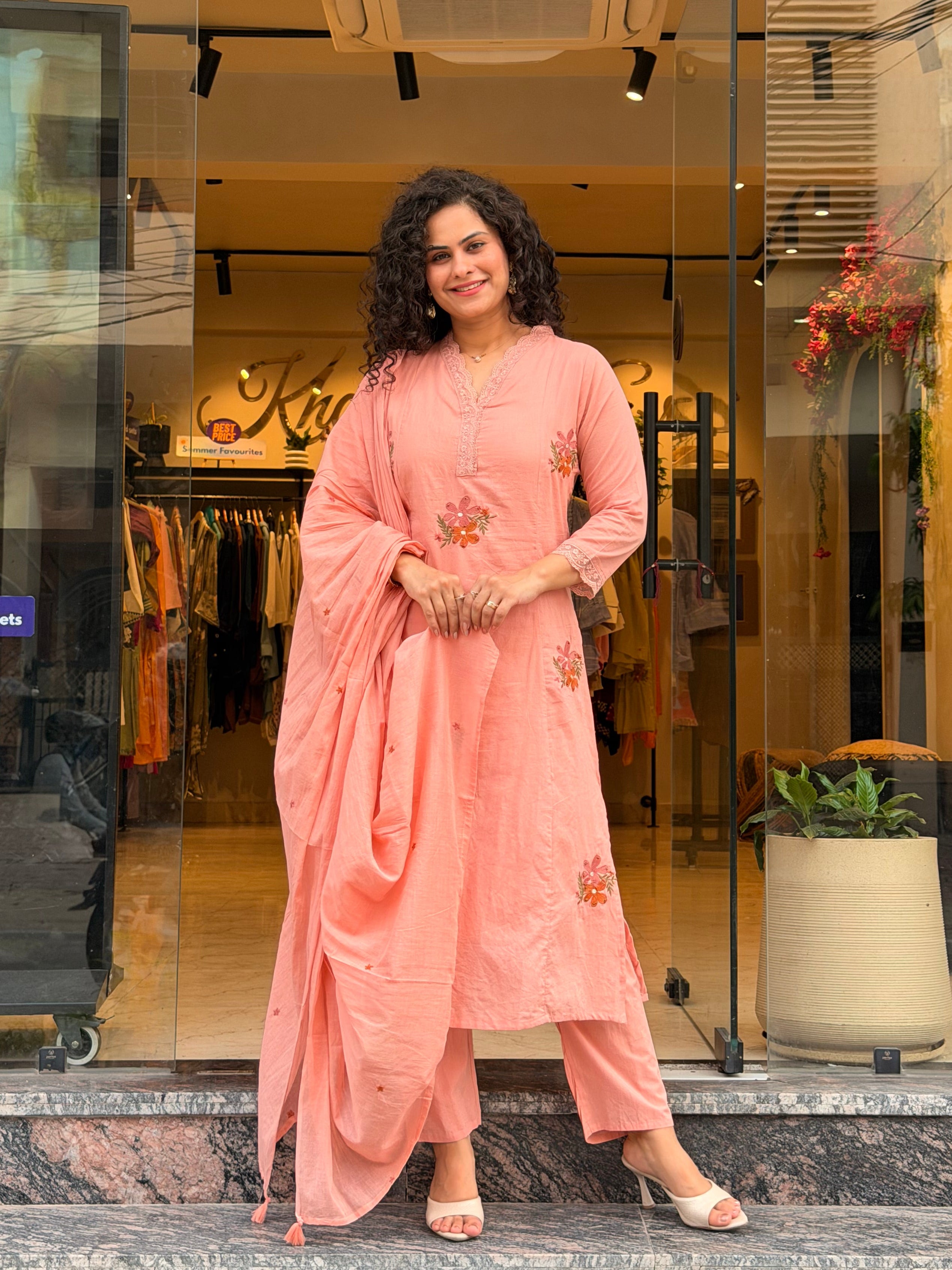 Hibiscus Cotton Kurta Suit Set