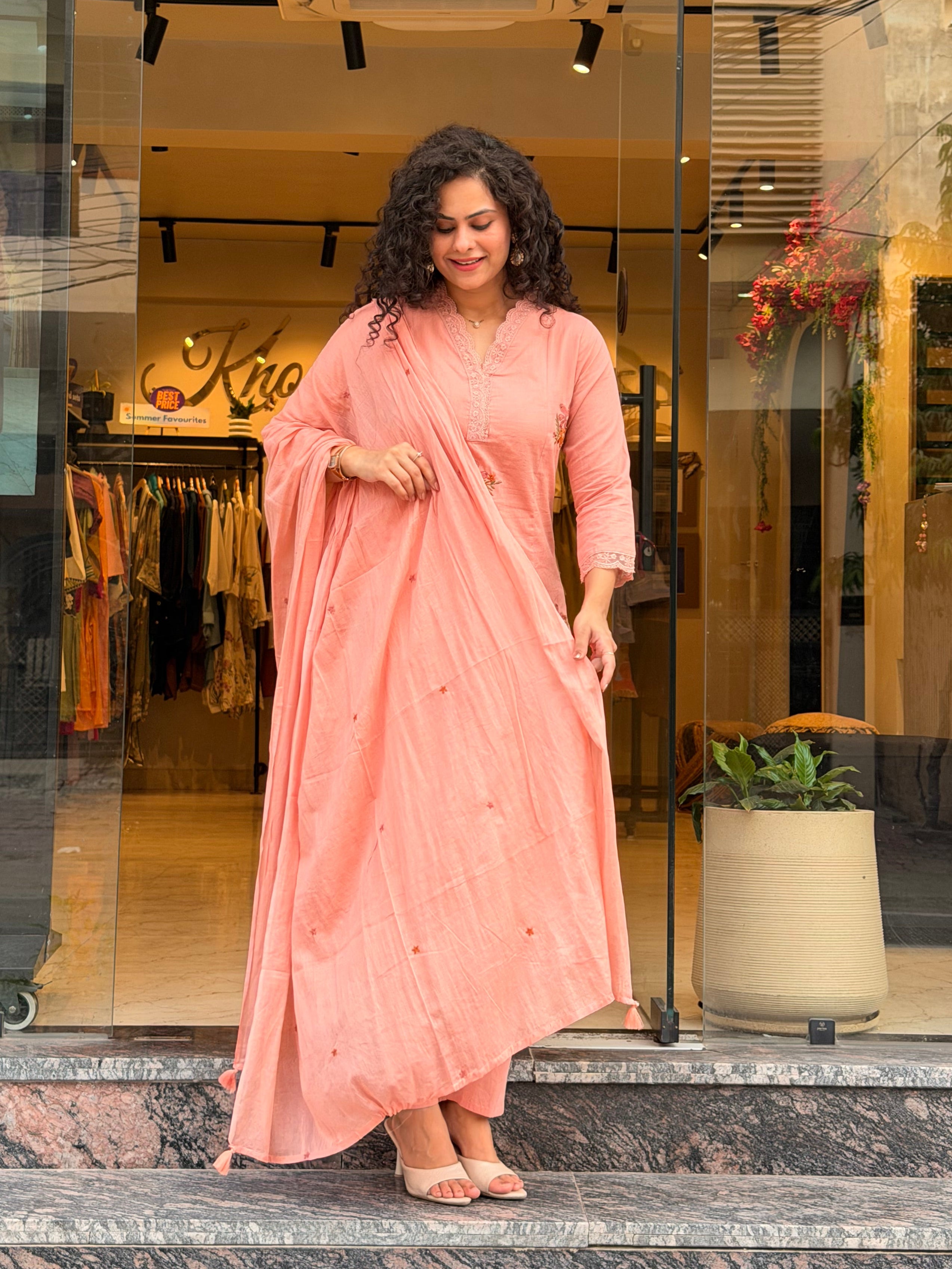 Hibiscus Cotton Kurta Suit Set
