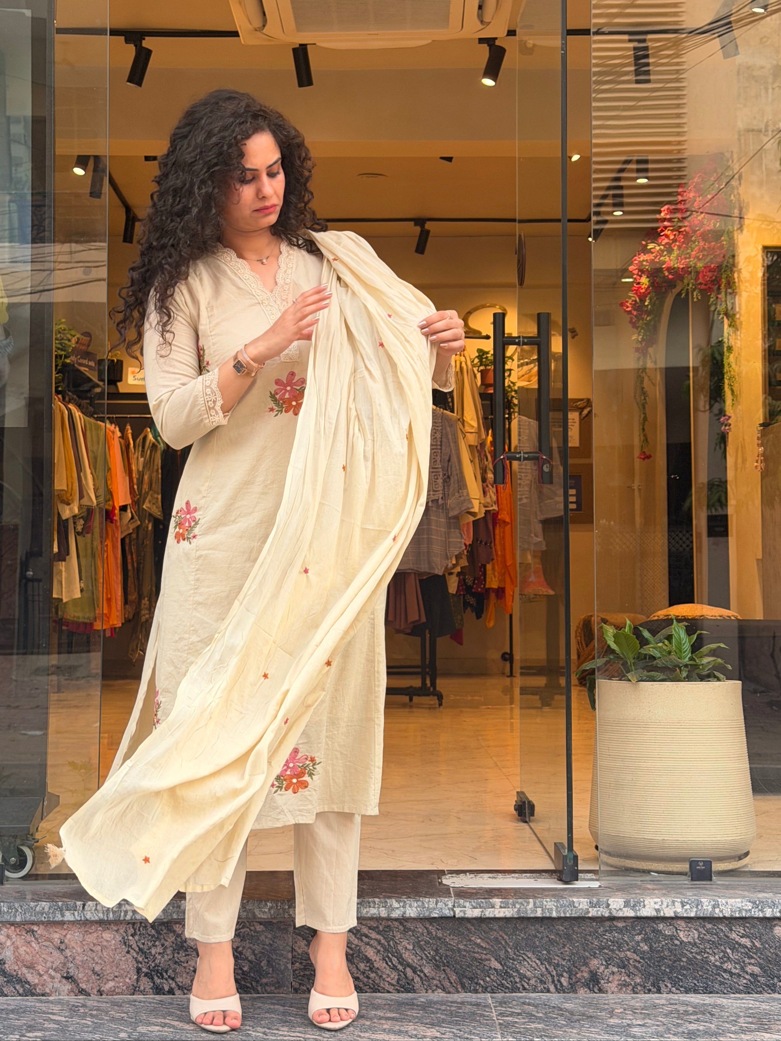 Hibiscus Cotton Kurta Suit Set