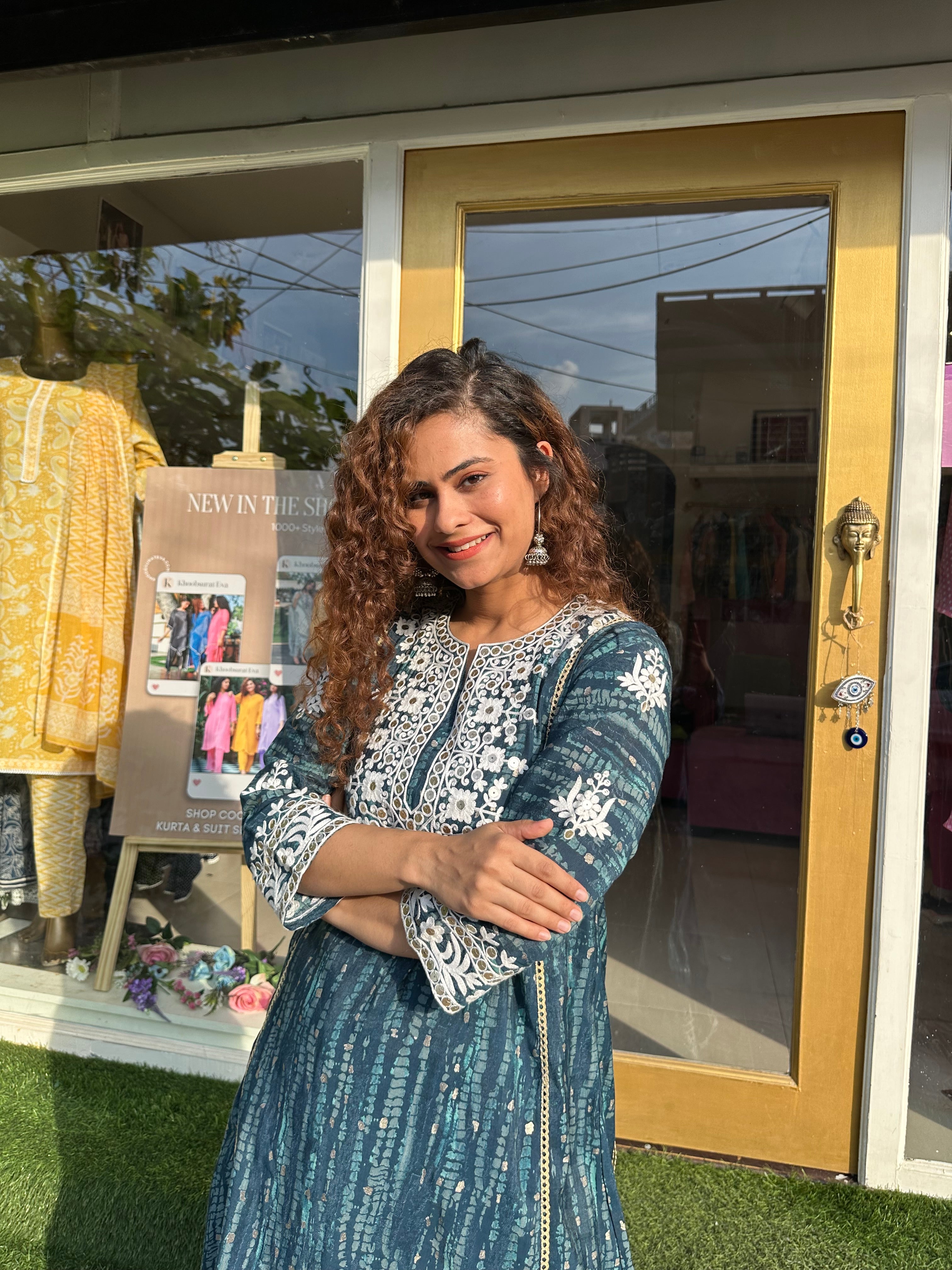 Embroidered Blue Kurta Set 