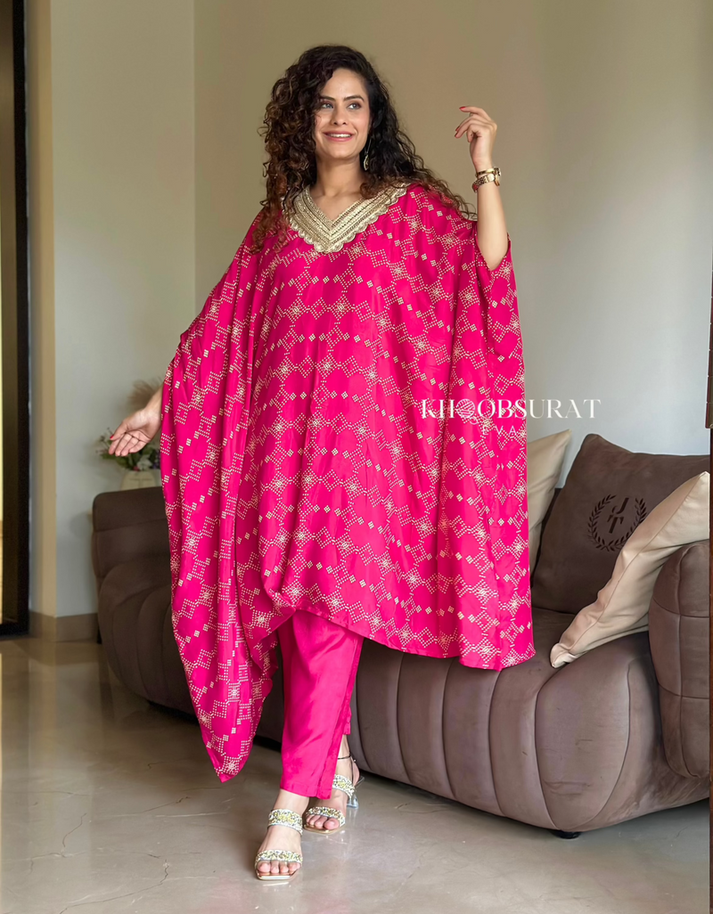 Indian Wedding Pink Kaftan Set