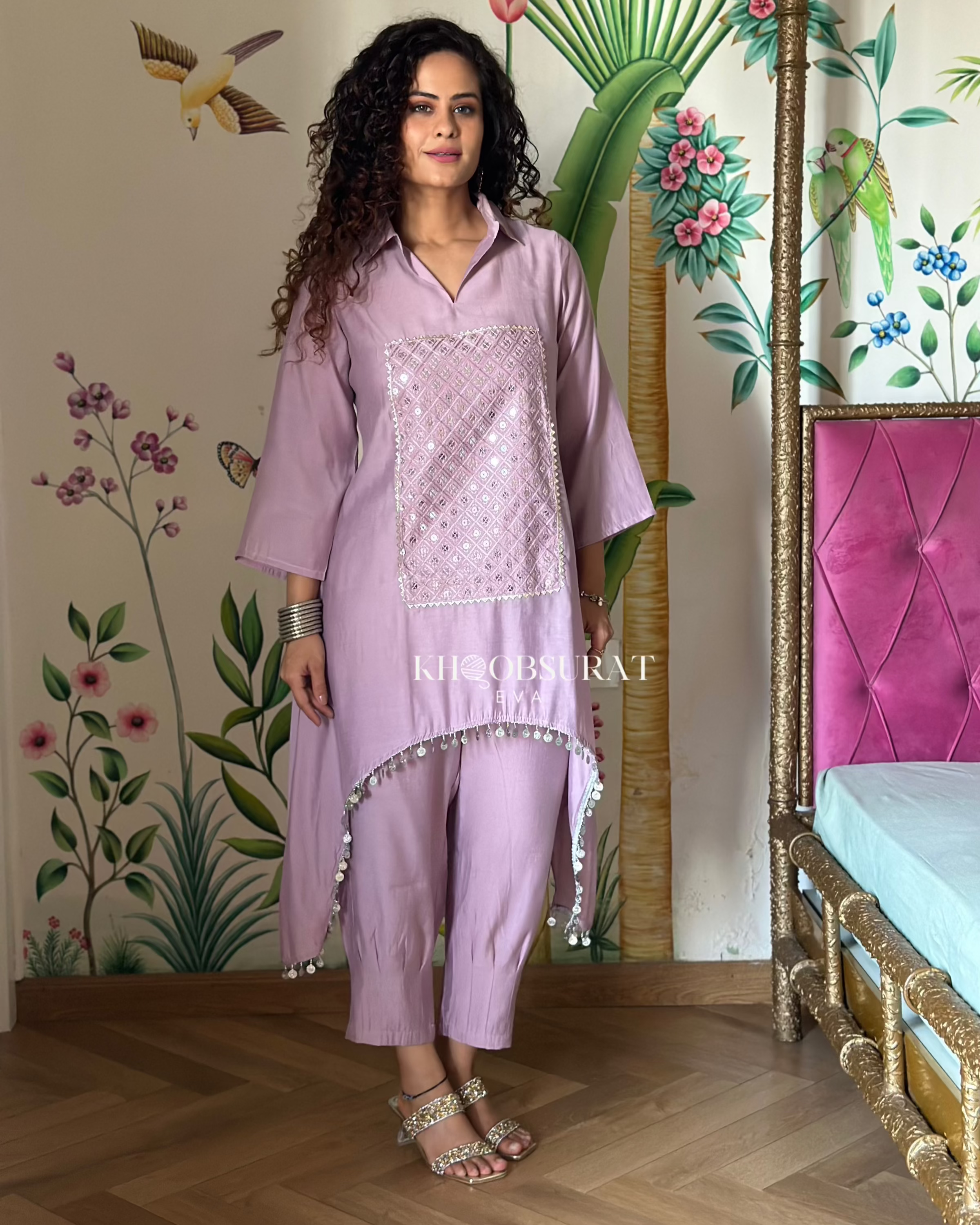 Mantra Lavender Sequin Kurta Set