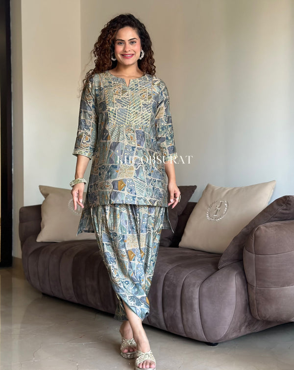 Lakshmi Grey Festive Wear Coord Set